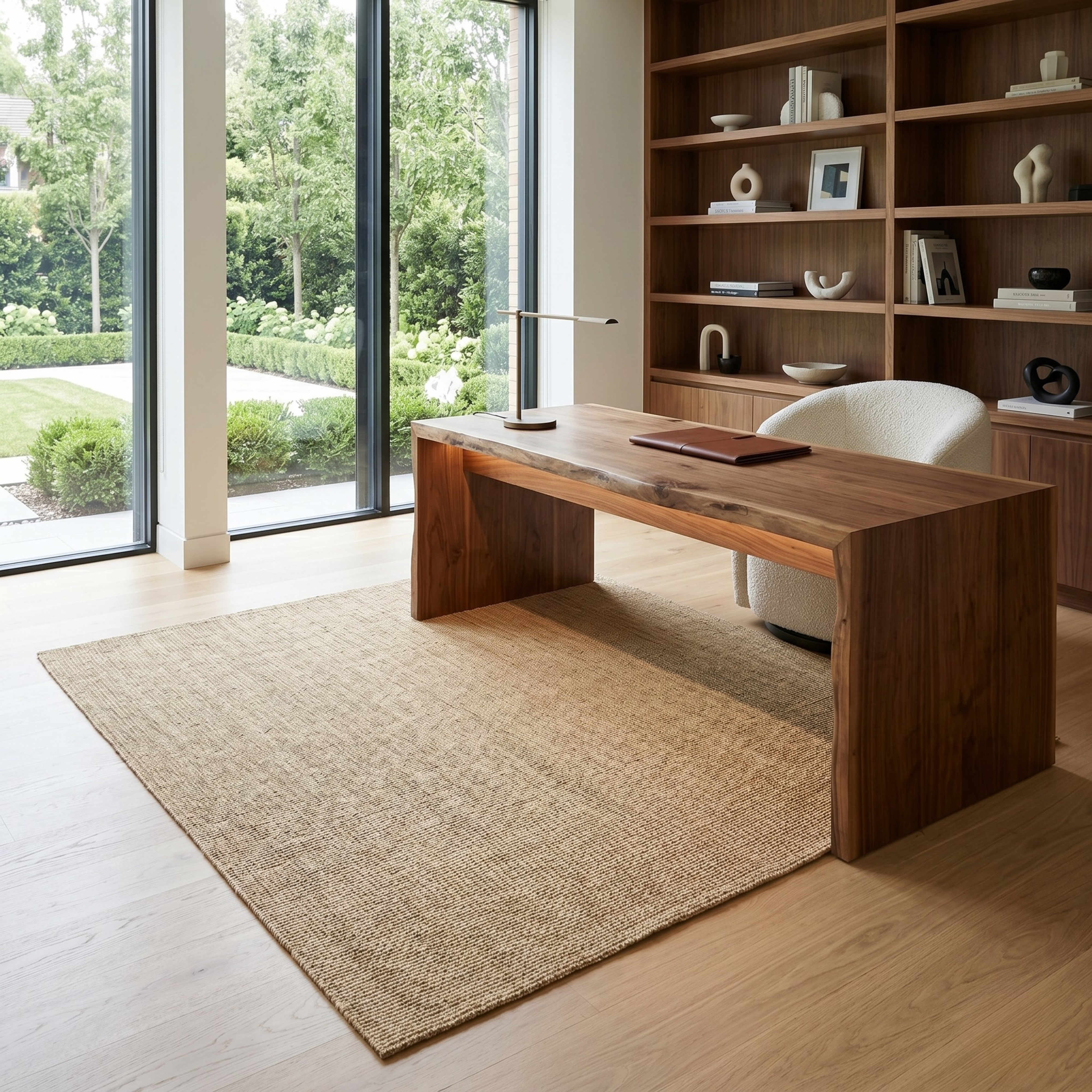 Natural Jute Style Woven Area Rug, Beige Scandinavian Boho Carpet