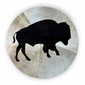 Round cowhide buffalo rug