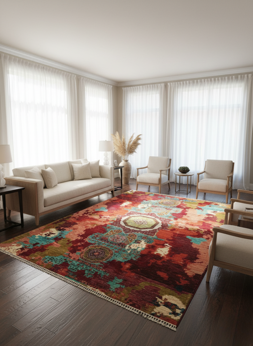 Large Afghan Memluk Rug – Hand-Knotted Carpet 303x208cm (10x6.8ft), 45/45 Quality