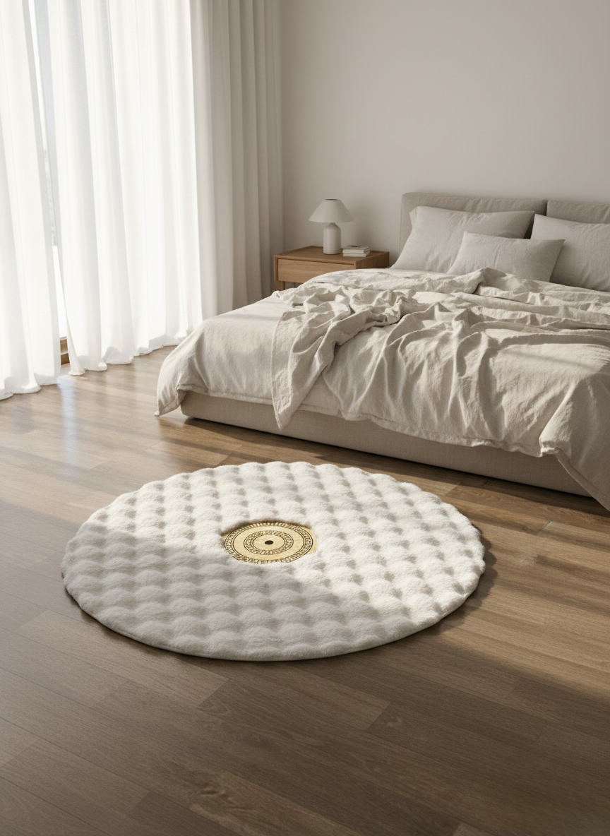 White Round Plush Rug, Luxury Soft Round Area Rug, Living Room Decor