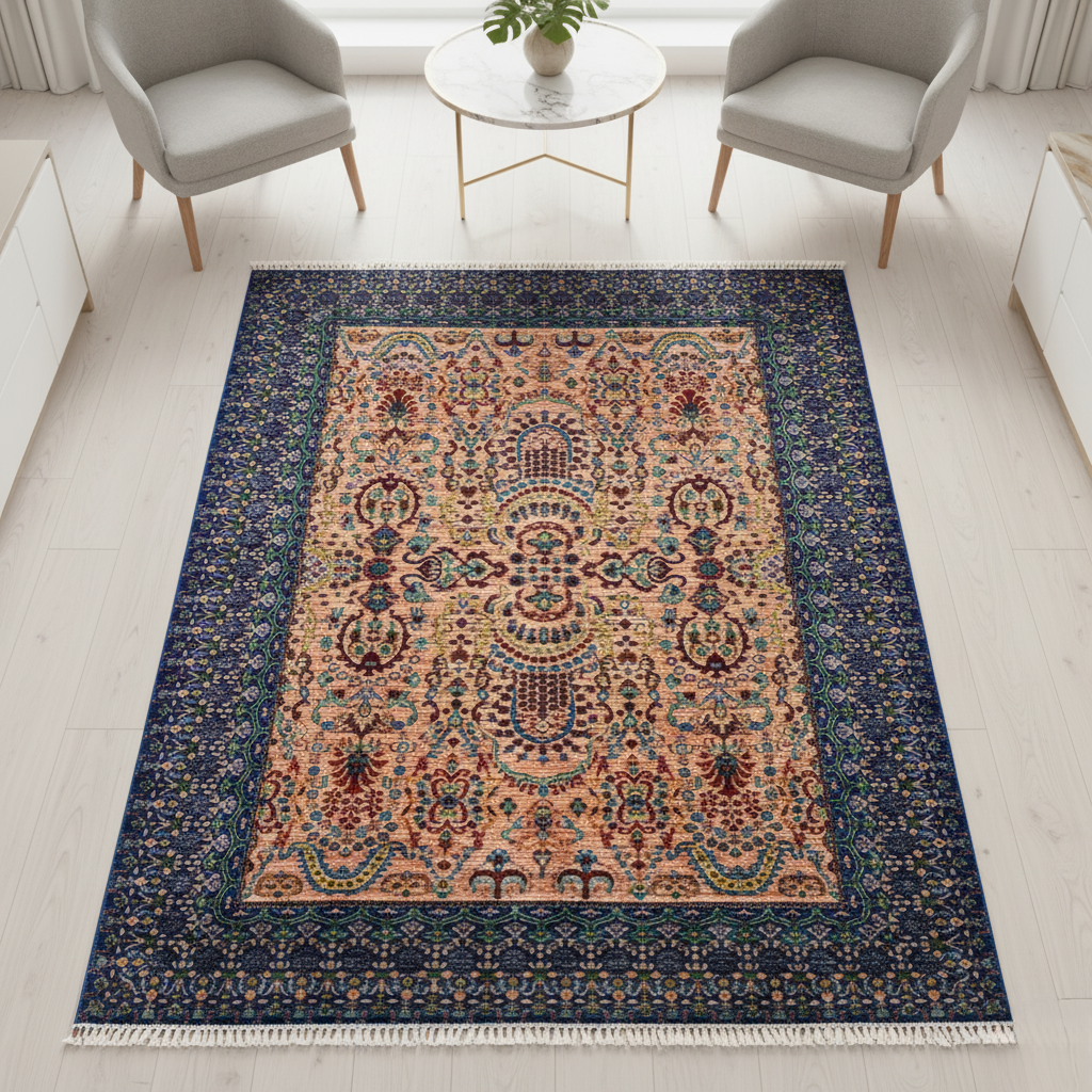 Oriental Floral Rug – Hand-Knotted Wool Carpet 234x183cm (7.7x6ft)