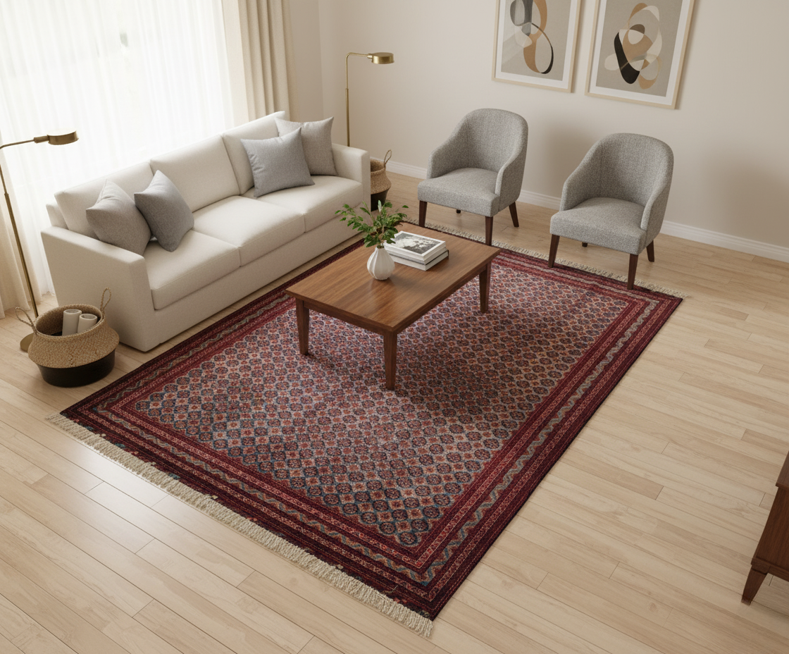 Turkish Red Rug – Hand-Knotted Wool Carpet 235x177cm (7.7x5.8ft)