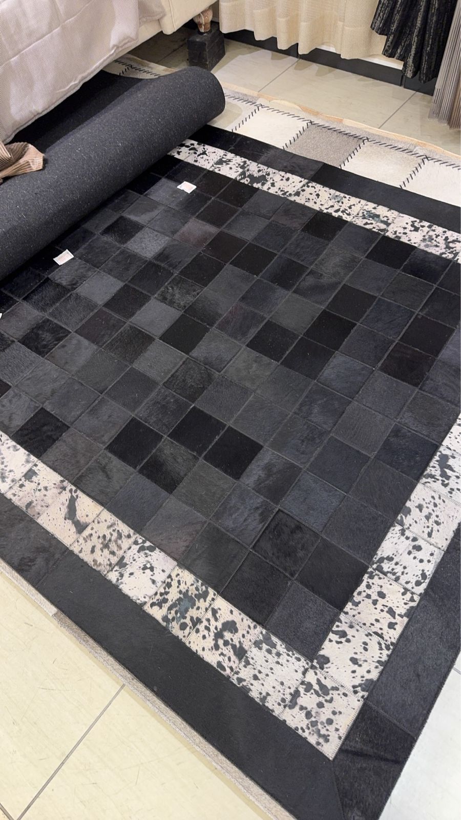 Handmade Black Grey Neutral Pattern Rug, Custom Order