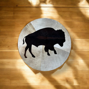 Round cowhide buffalo rug texture