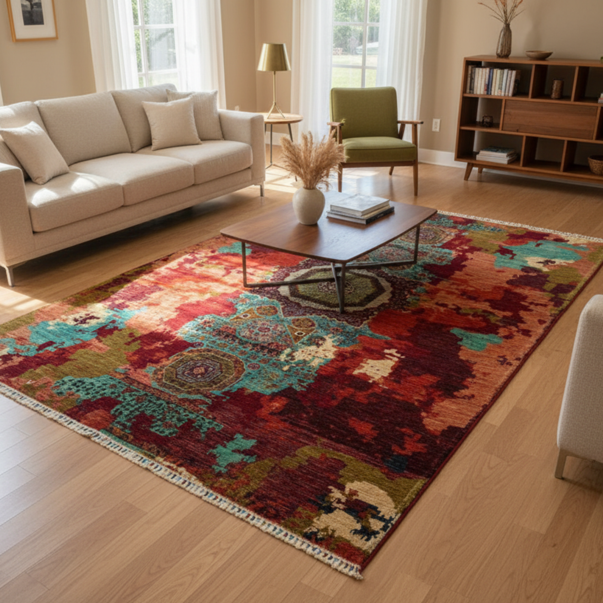 Large Afghan Memluk Rug – Hand-Knotted Carpet 303x208cm (10x6.8ft), 45/45 Quality