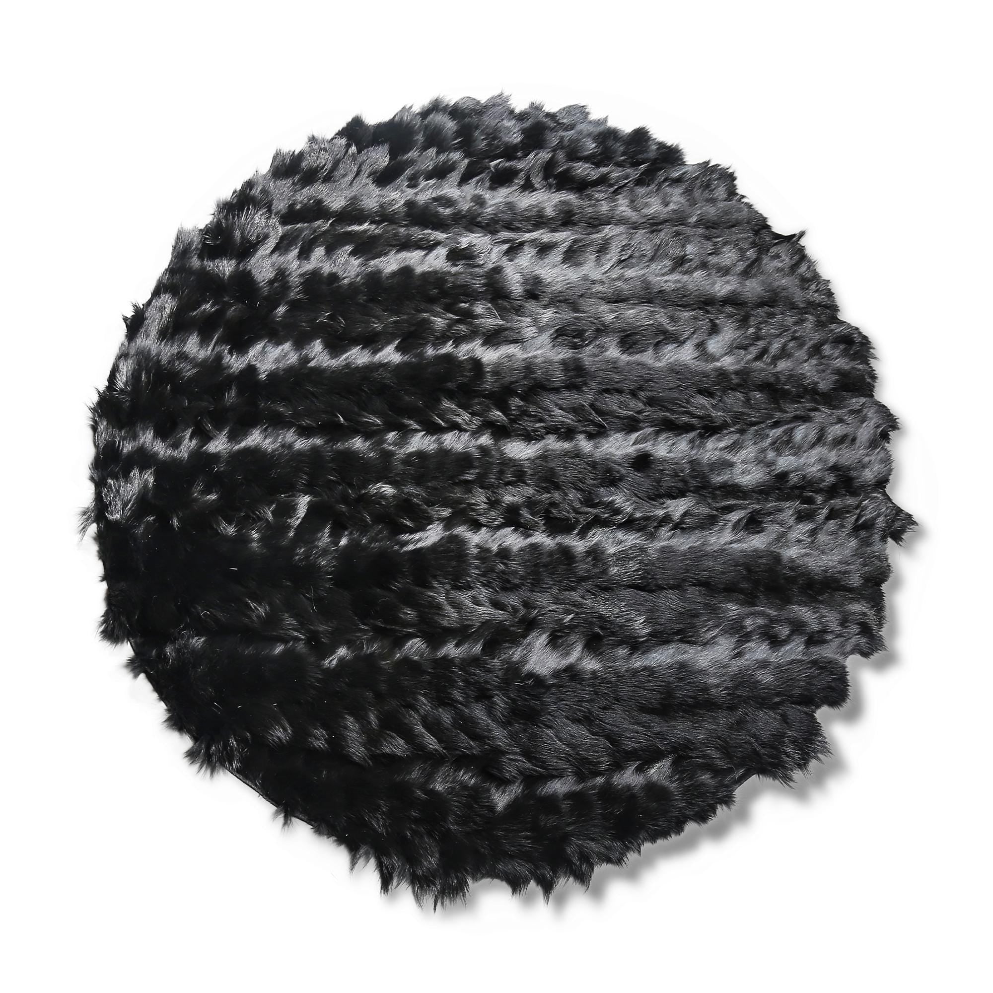 Black Fox Fur Round Carpet, Genuine Fox Leather Shaggy Rug, High-Pile Floor Rug, Moroccan Fur Rug, Handmade Circle Rug, Luxury Office Gift