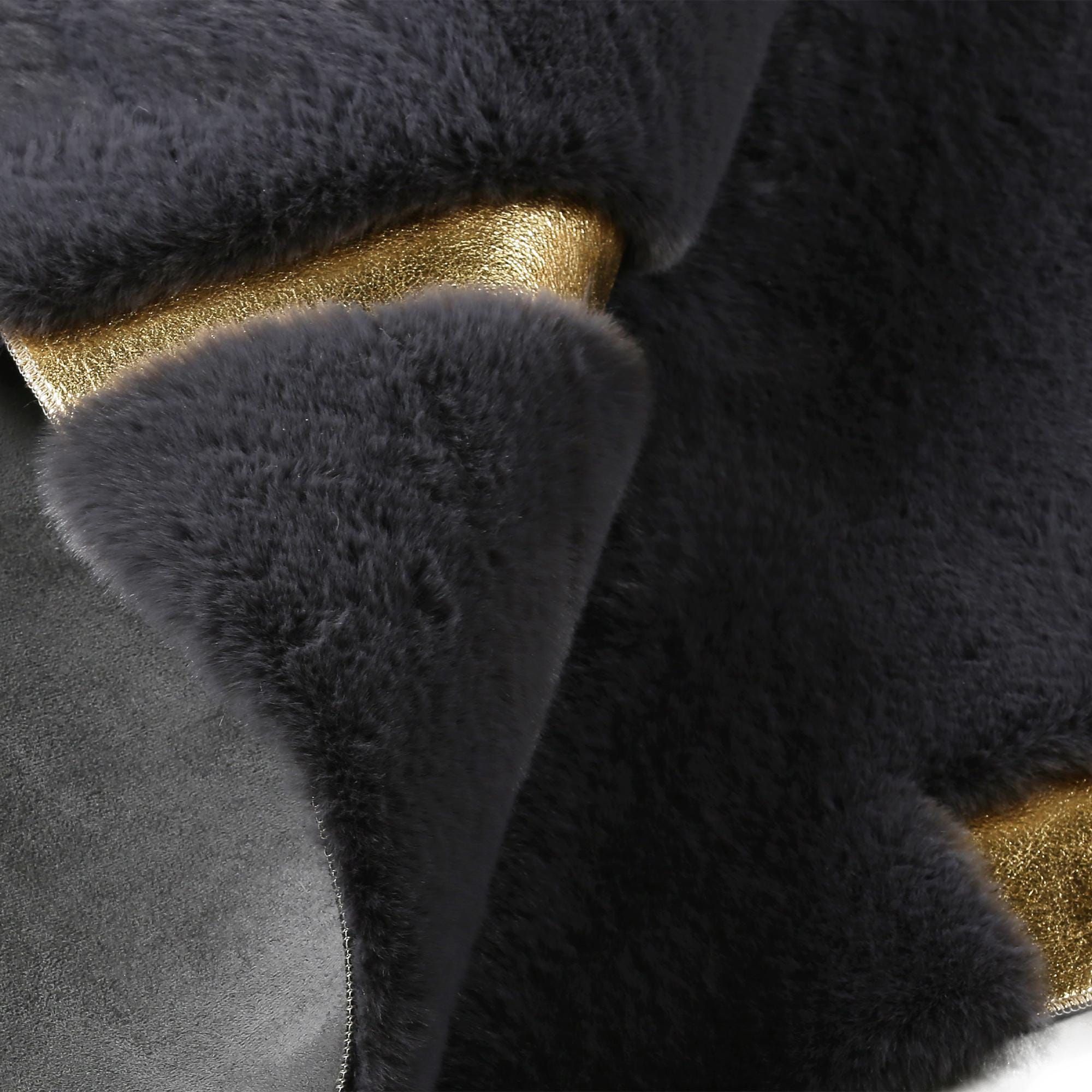 Gold Striped Black Plush Carpet