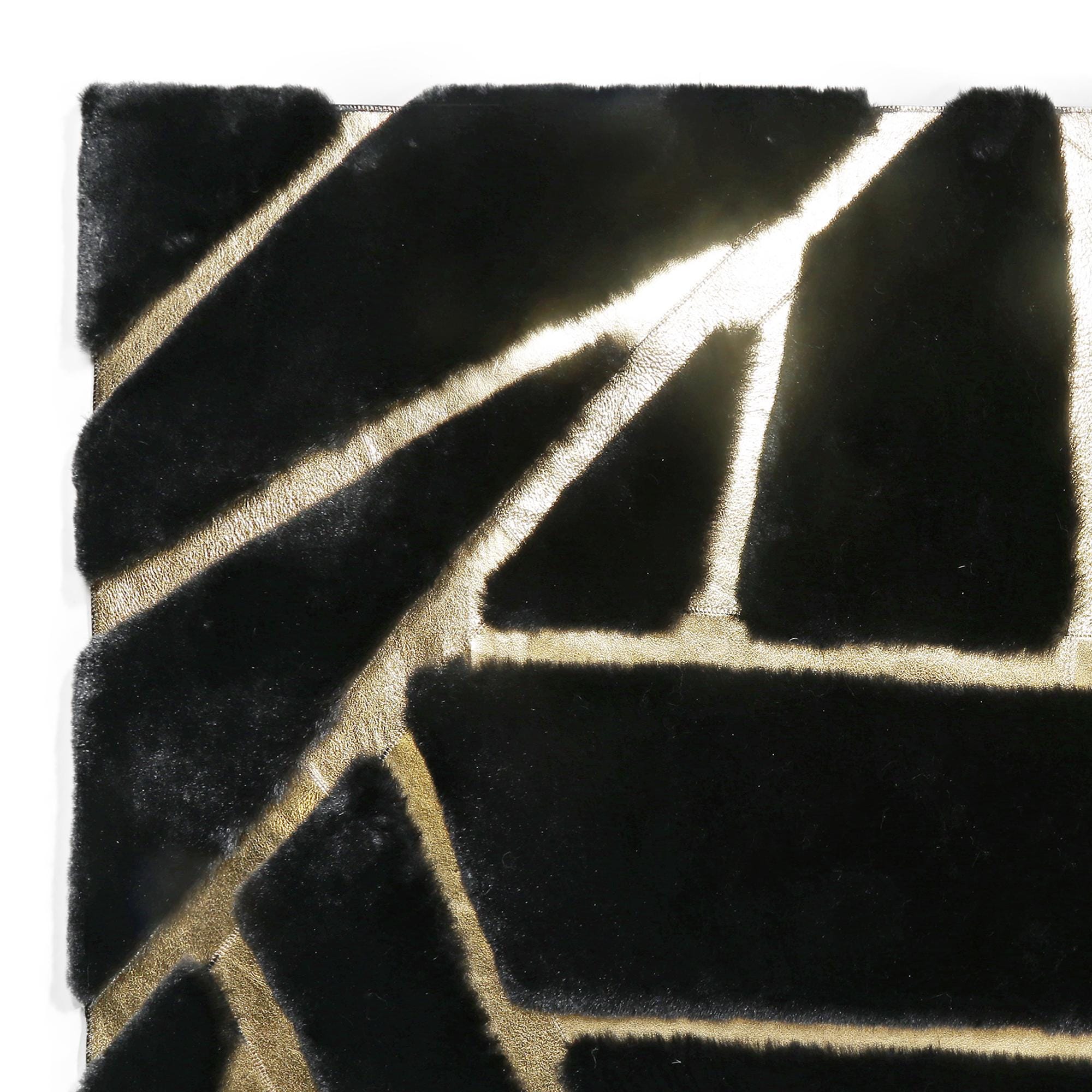 Black Plush Faux Fur Rug