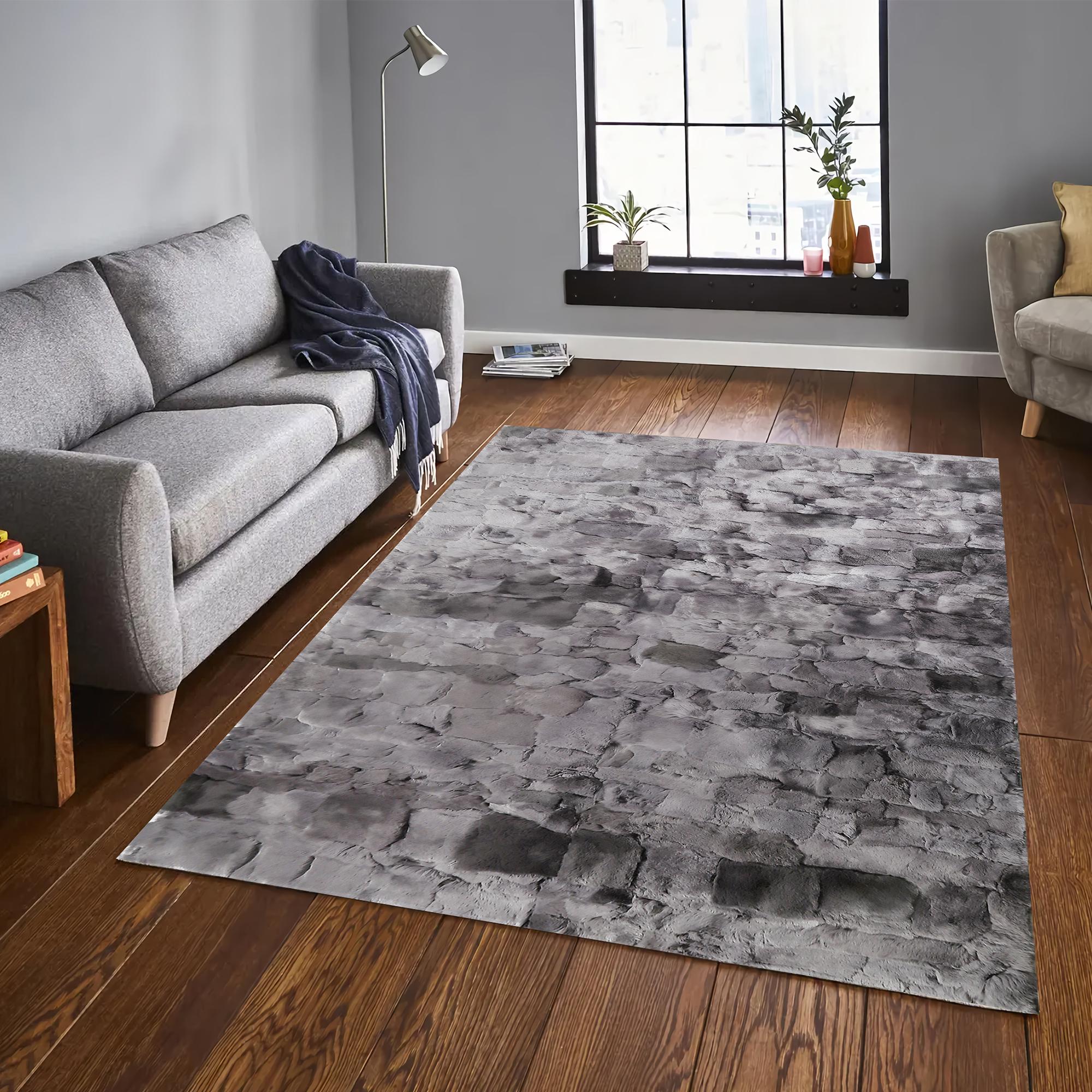 Gray Tuscan Rug – Handmade Genuine Tuscan Leather Carpet, Modern Luxury Rectangular Rug, Custom Size Living Room Rug in Gray Shades