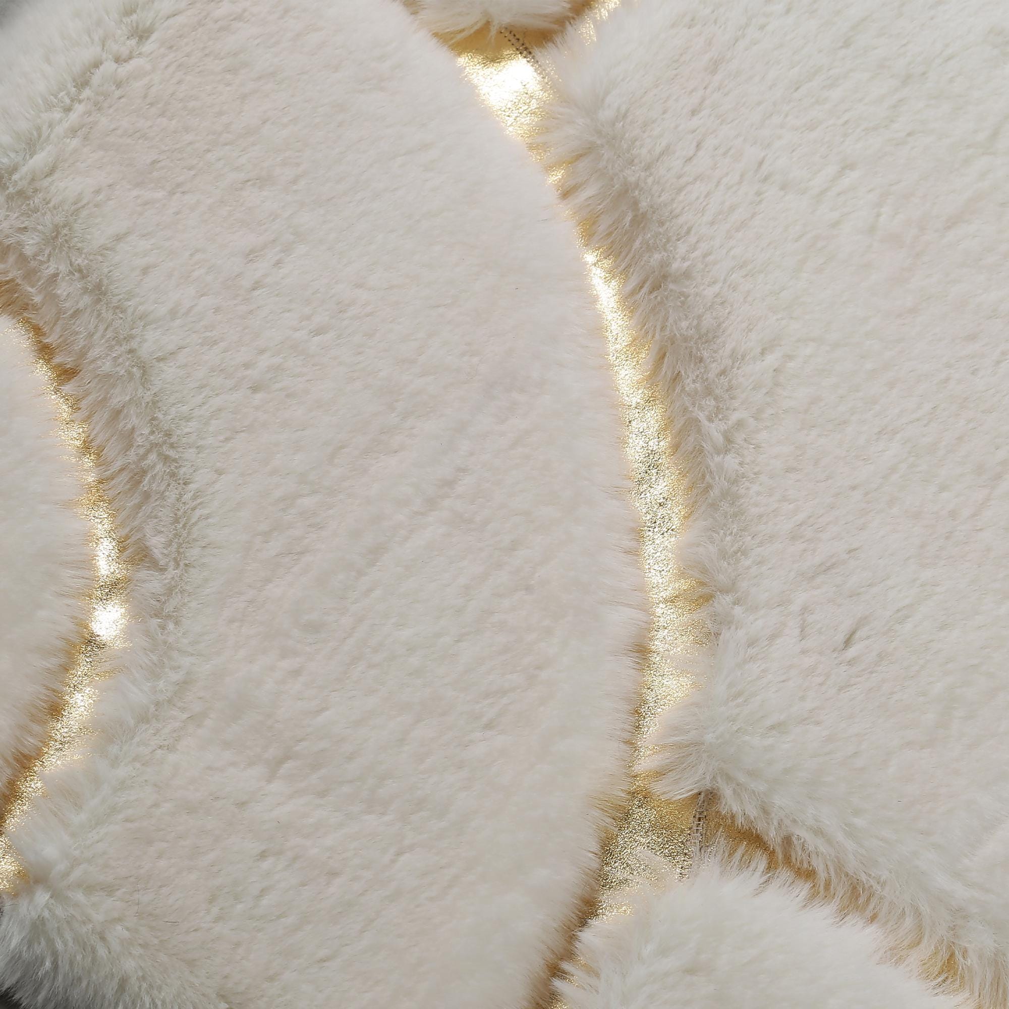 White & Gold Fur Plush Rug