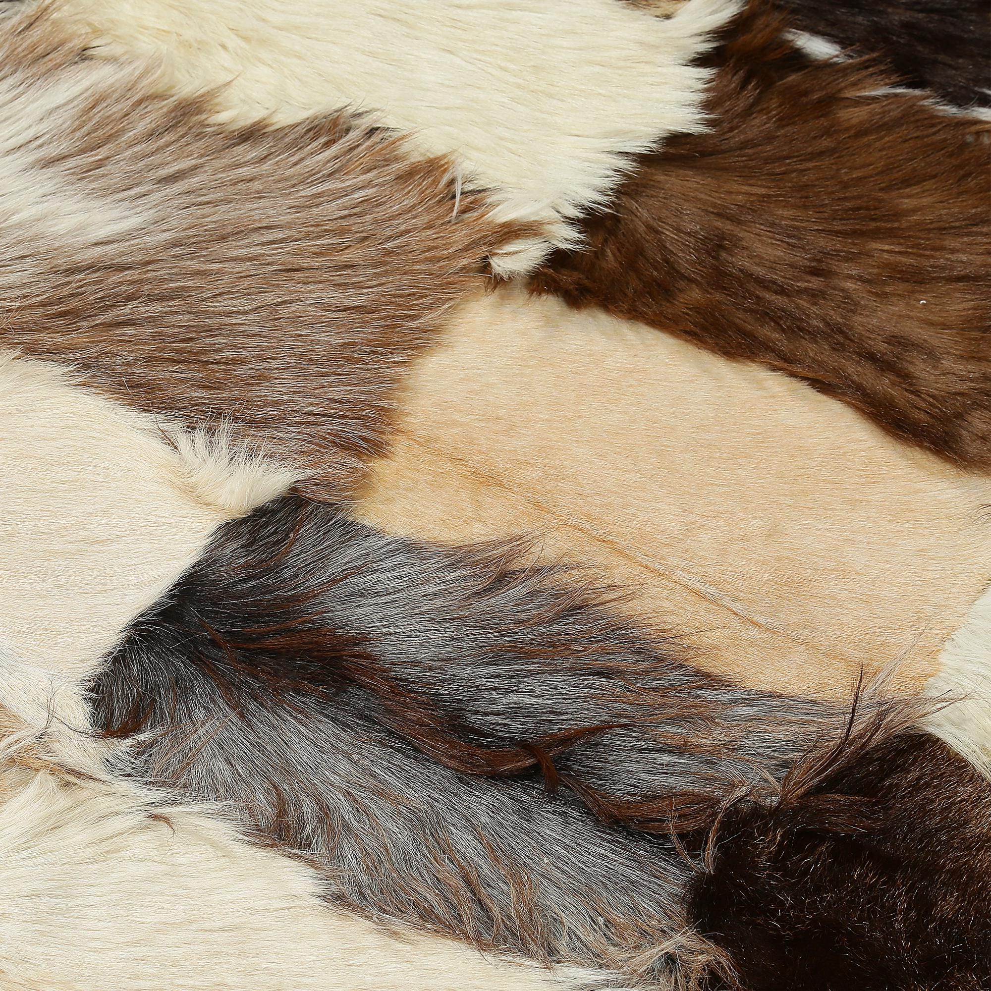 Handmade Cowhide Patchwork Rug – Natural Brown and White Leather Area Rug