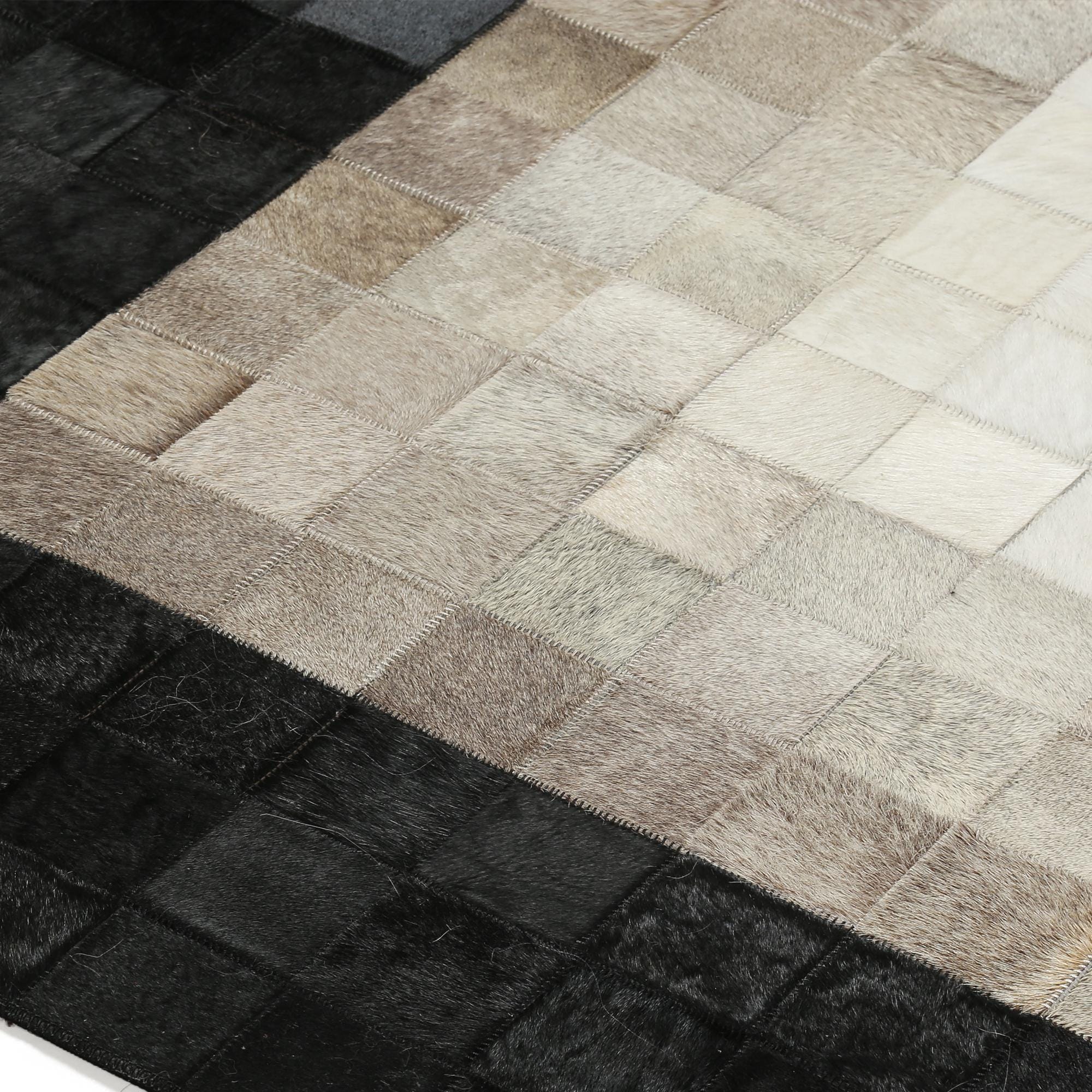 Beige Cowhide Rug with Black Border