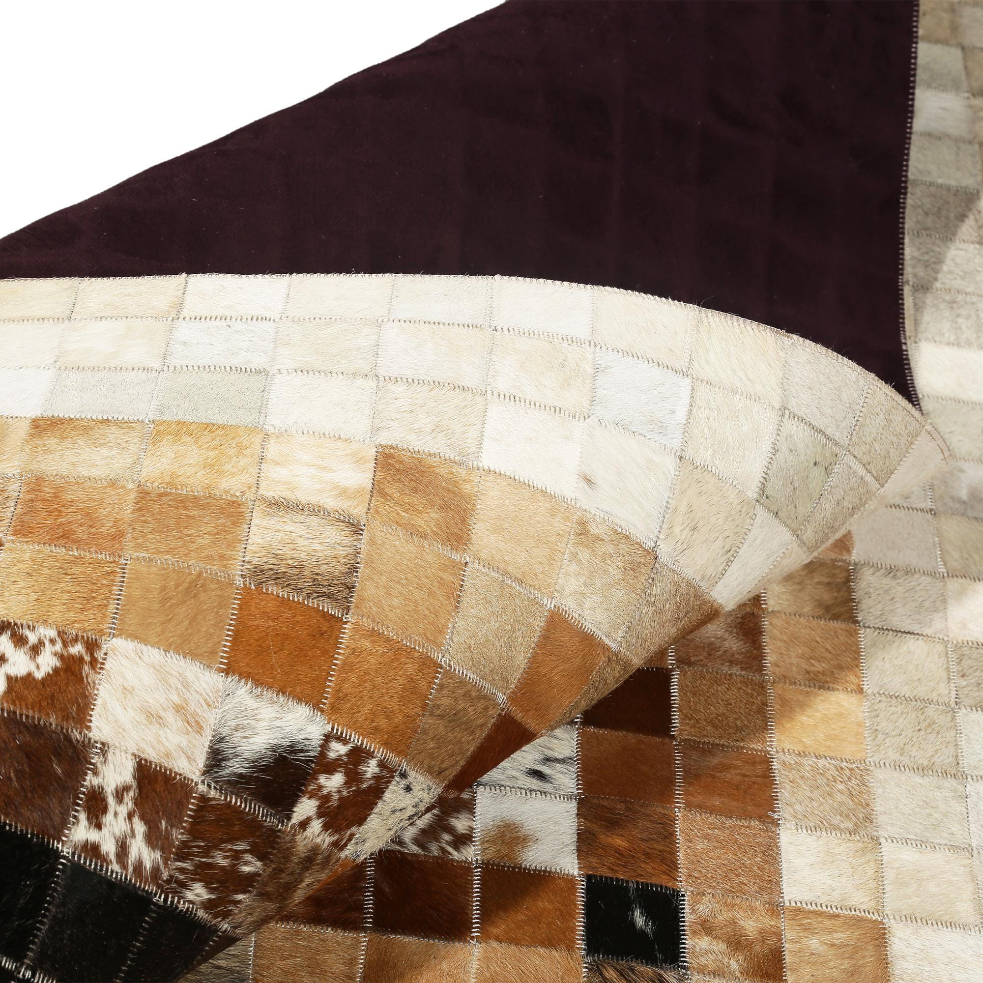 Beige & Brown Patchwork Cowhide Carpet