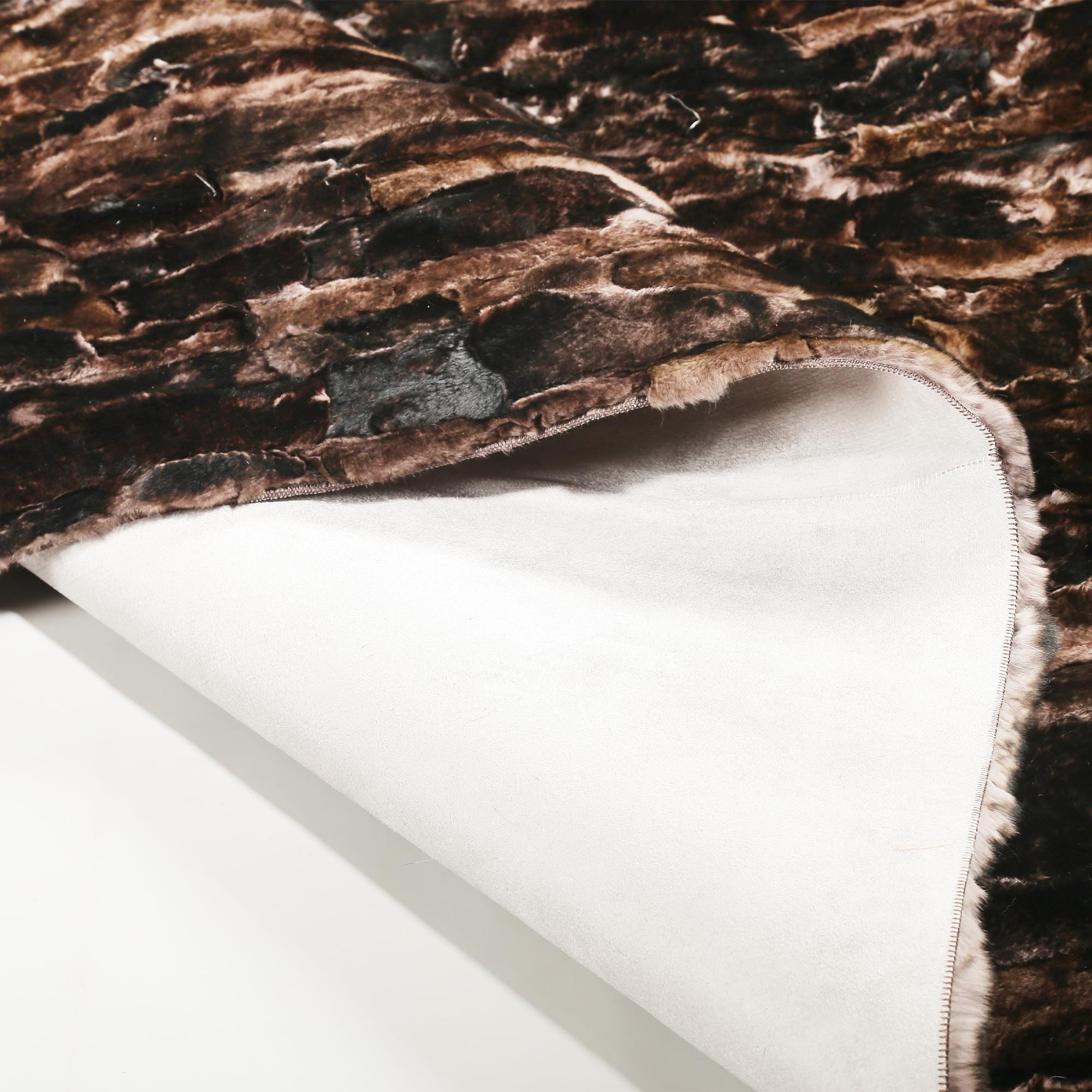 Handmade Rex Rabbit Rug in Brown and Black – Custom Size Luxury Natural Fur Carpet