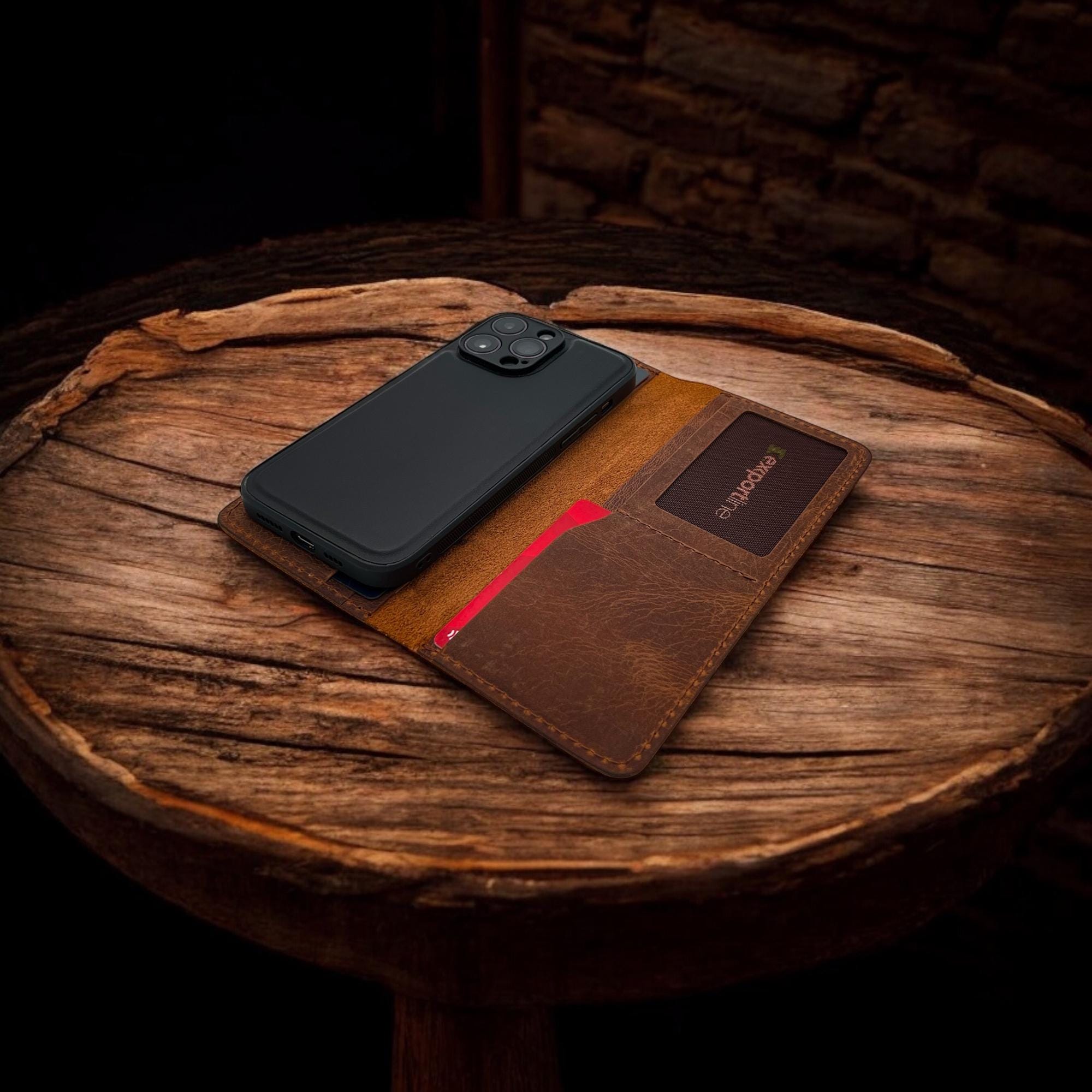 Brown Cowhide Leather Clutch Wallet