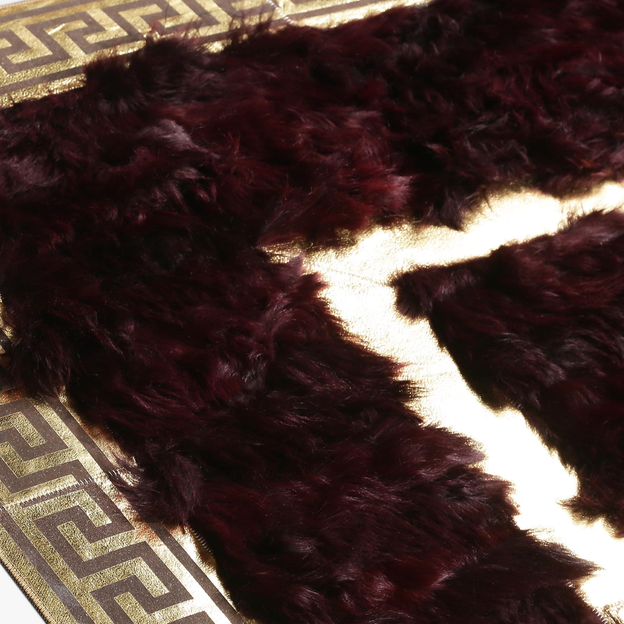 Burgundy Tuscan Area Rug – Handmade Genuine Tuscan Leather Carpet with Gold Border, Luxury Custom Size Rug for Living Room & Bedroom