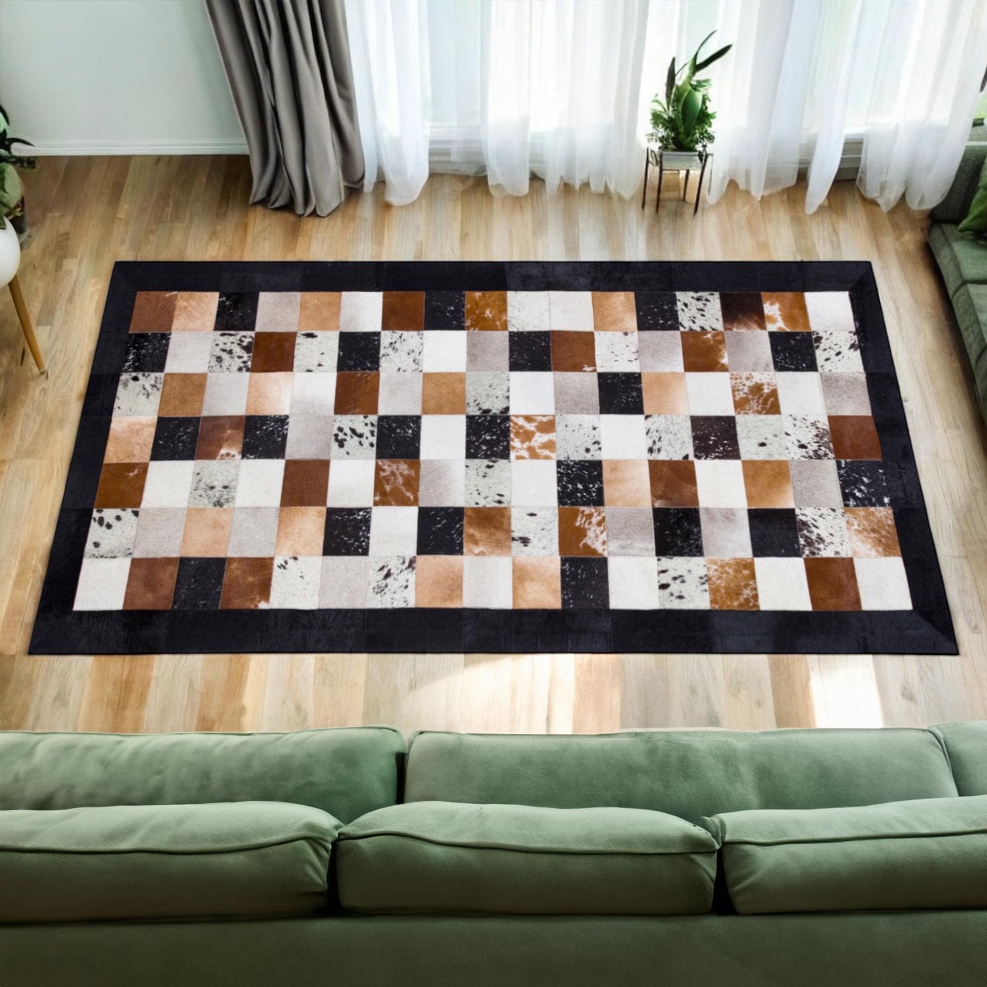 Hallway Runner Rug Patchwork Pattern Cowhide Patchwork Rug