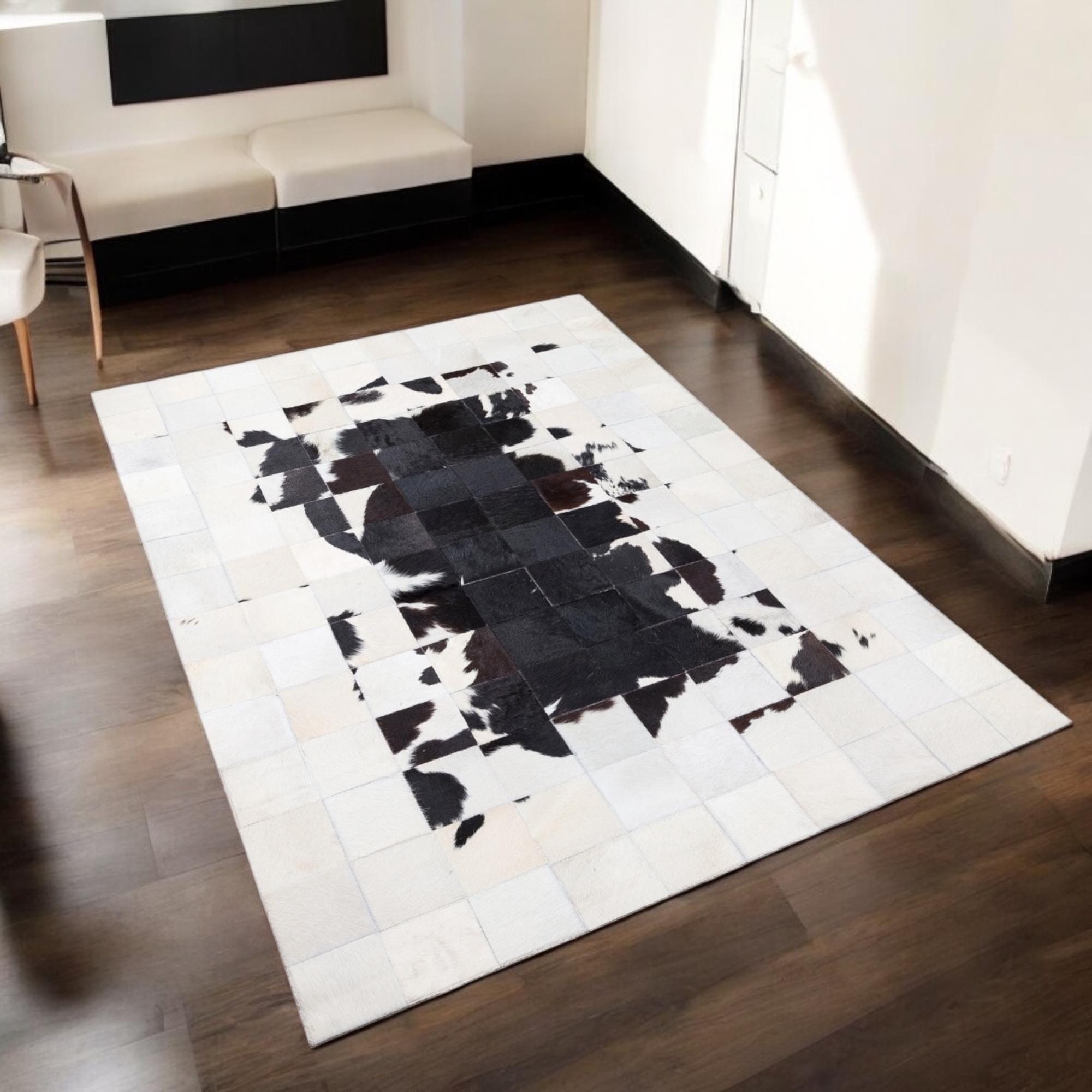 Natural Cowhide Patchwork Rug