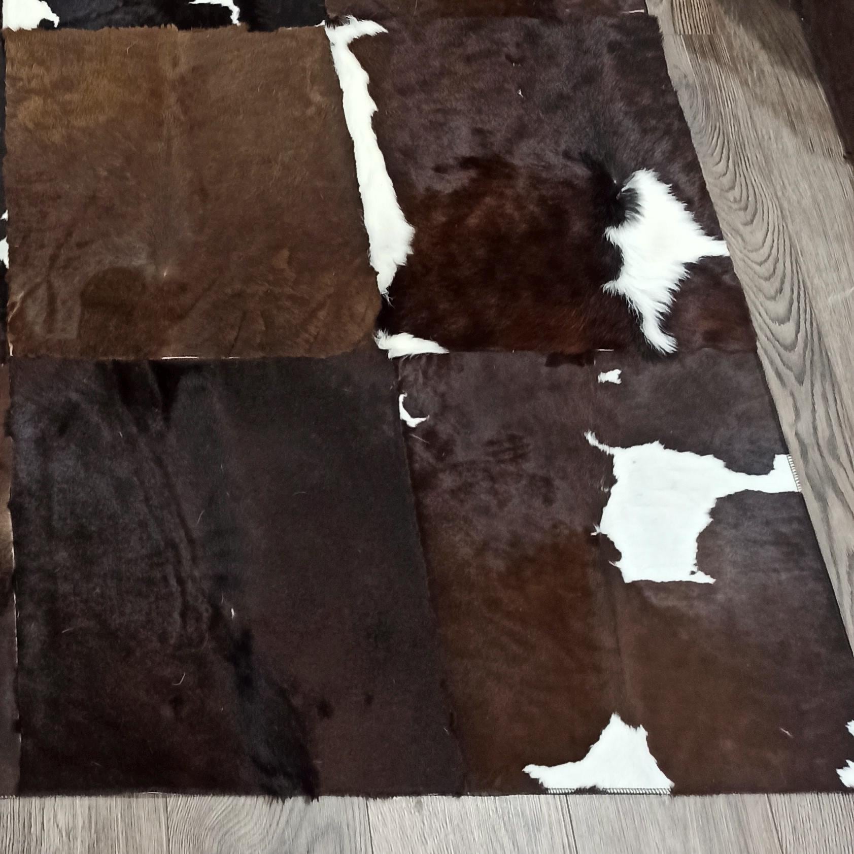 Dark Brown Cowhide Patchwork Rug
