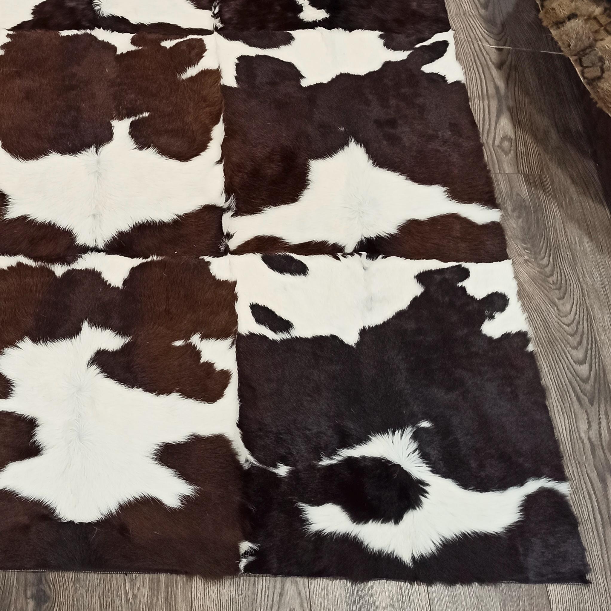 Brown and White Patchwork Cowhide Rug