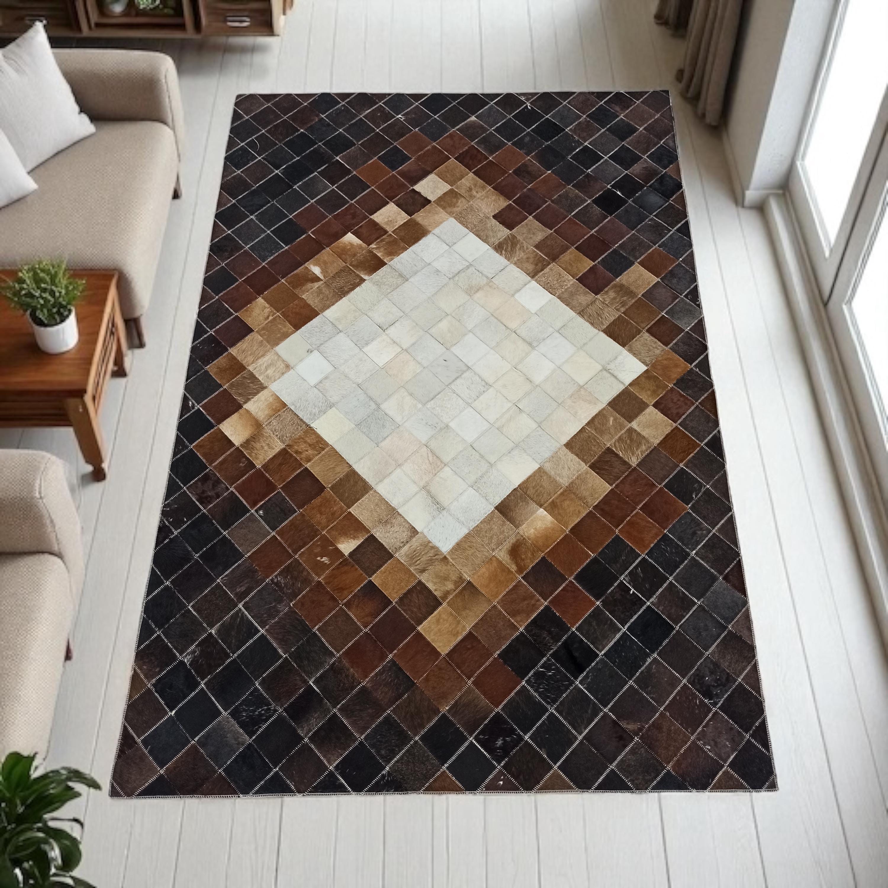 Diamond Pattern Cowhide Rug