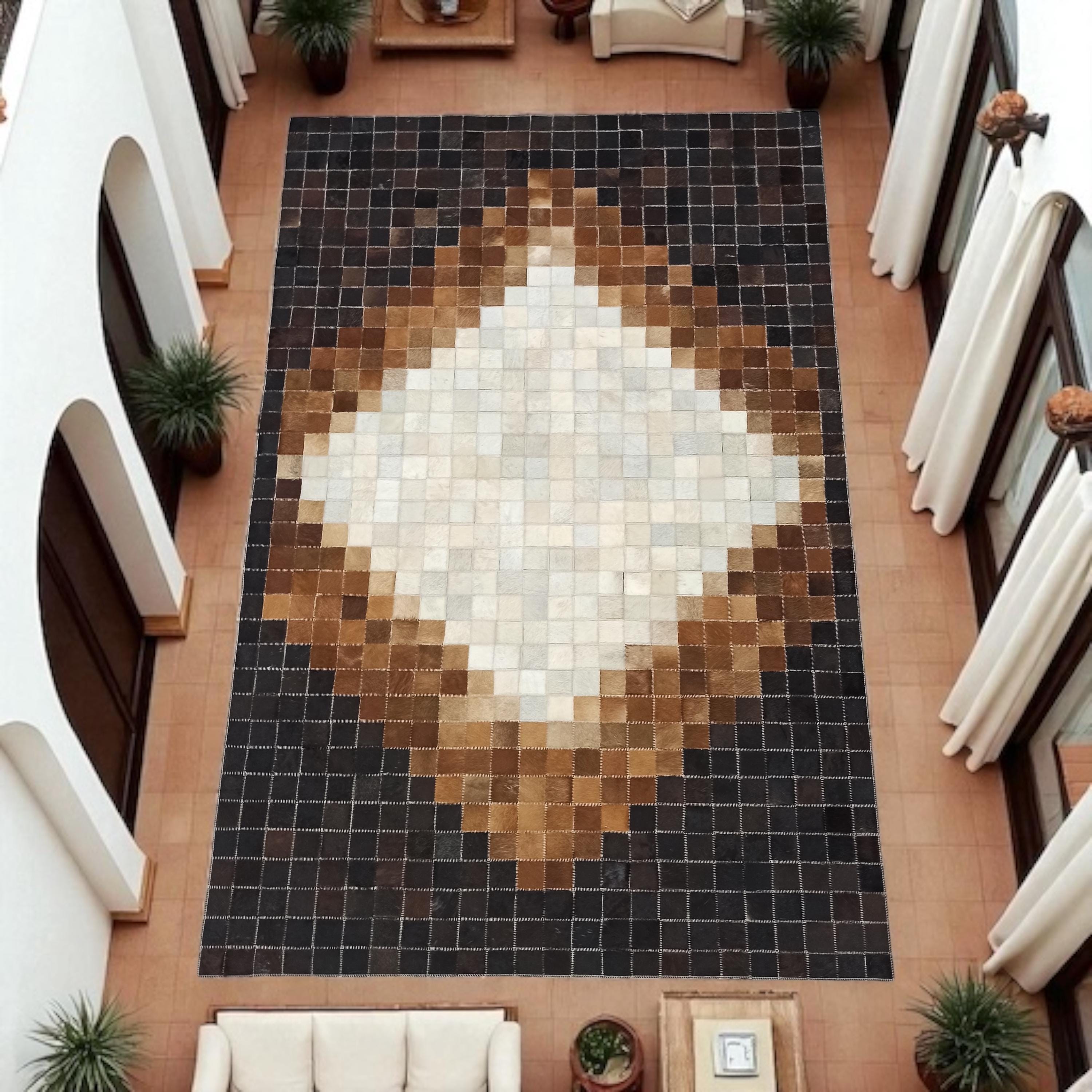 Diamond Pattern Cowhide Area Rug