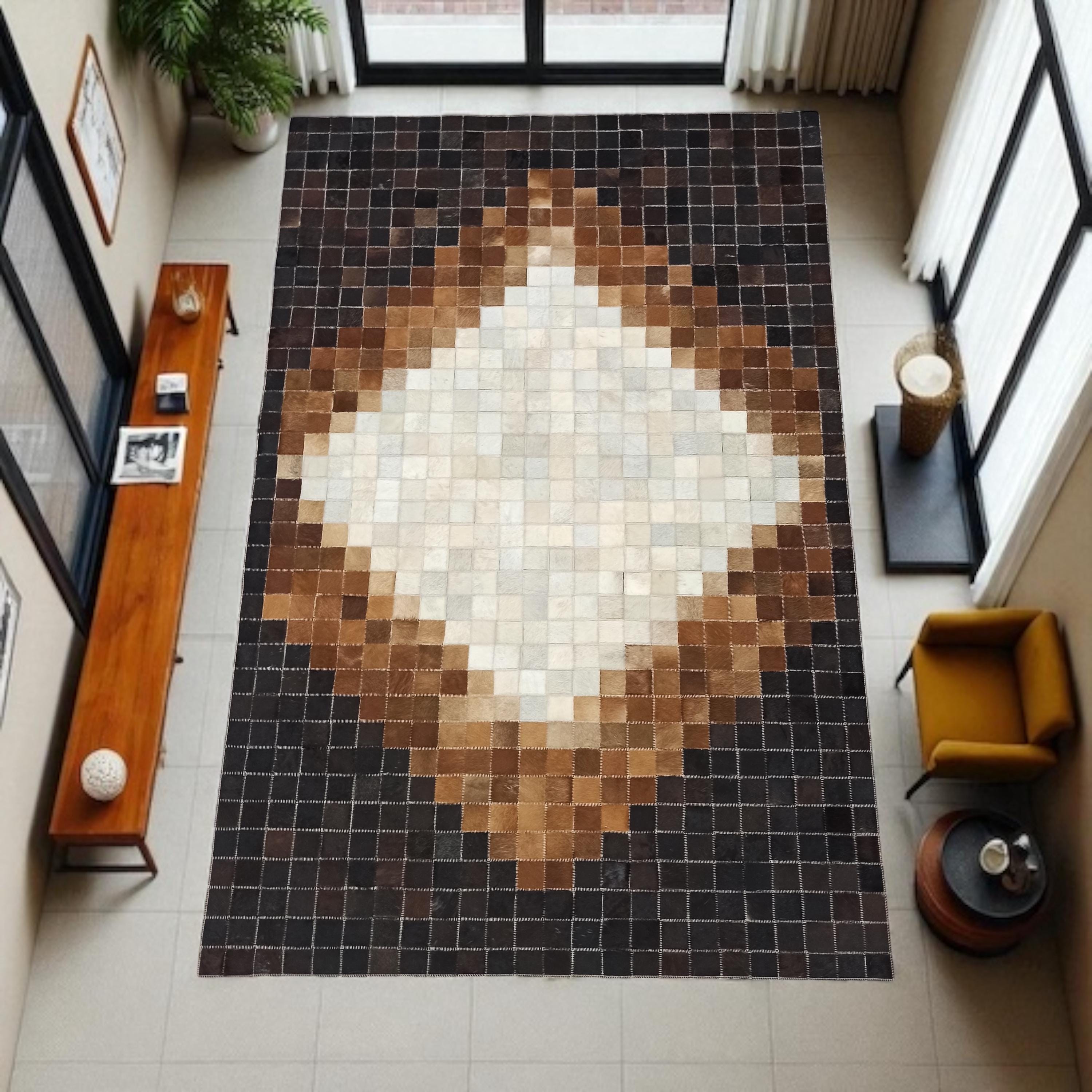 Diamond Pattern Cowhide Area Rug