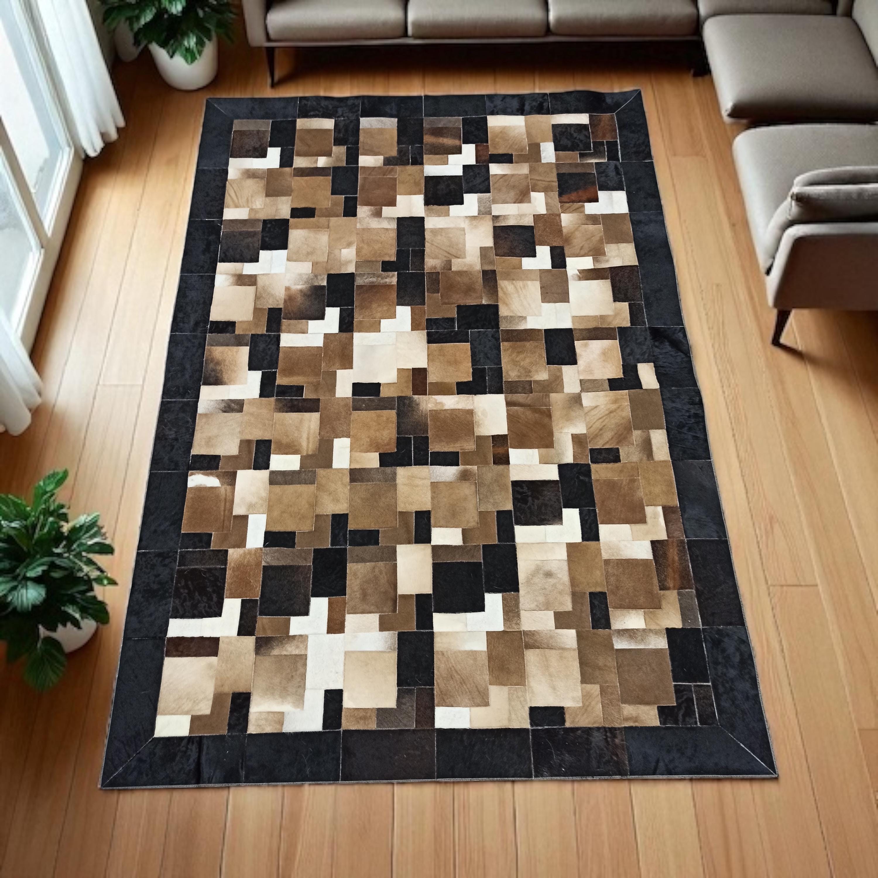 Modern Patchwork Cowhide Rug
