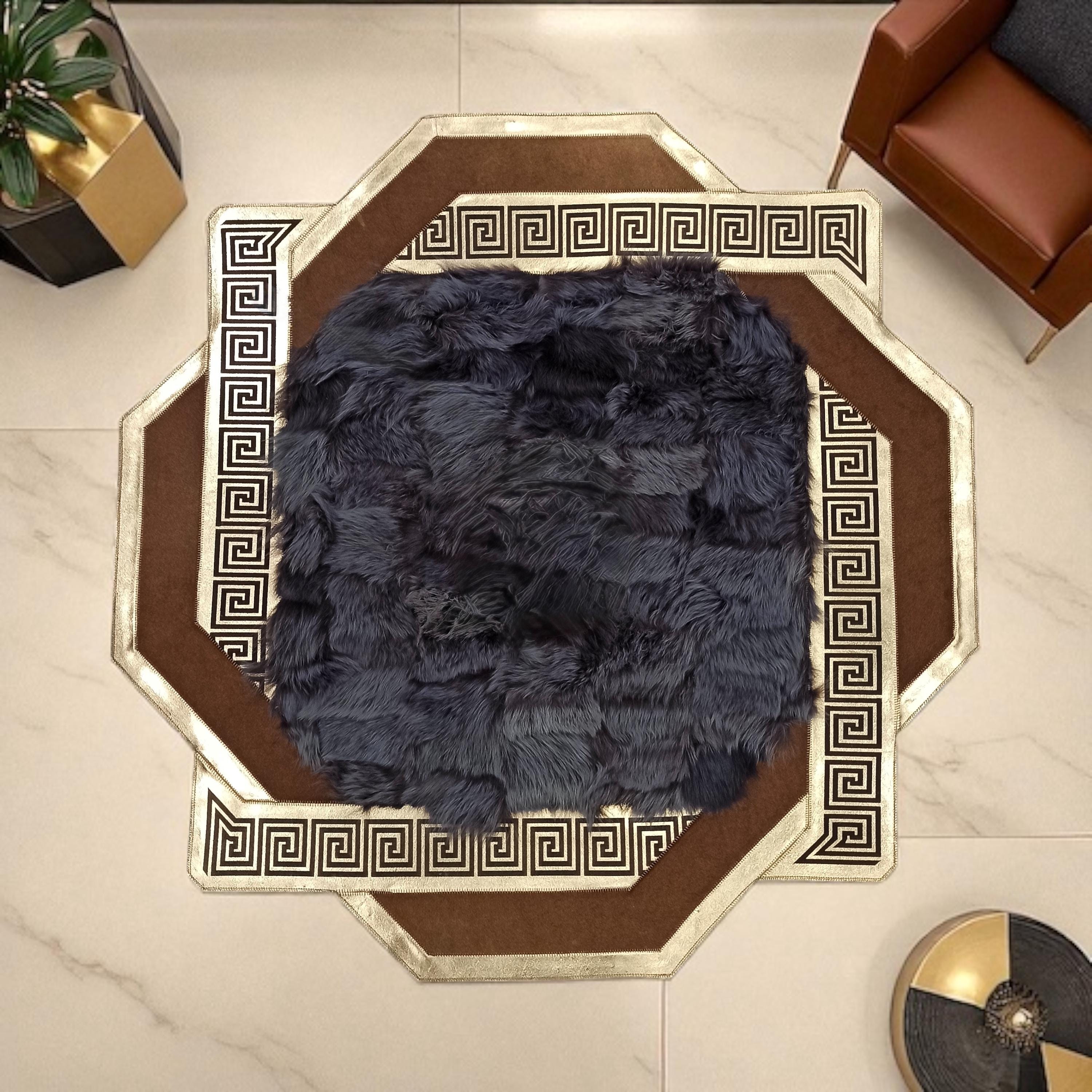 Tuscan Fur Rug with Greek Border