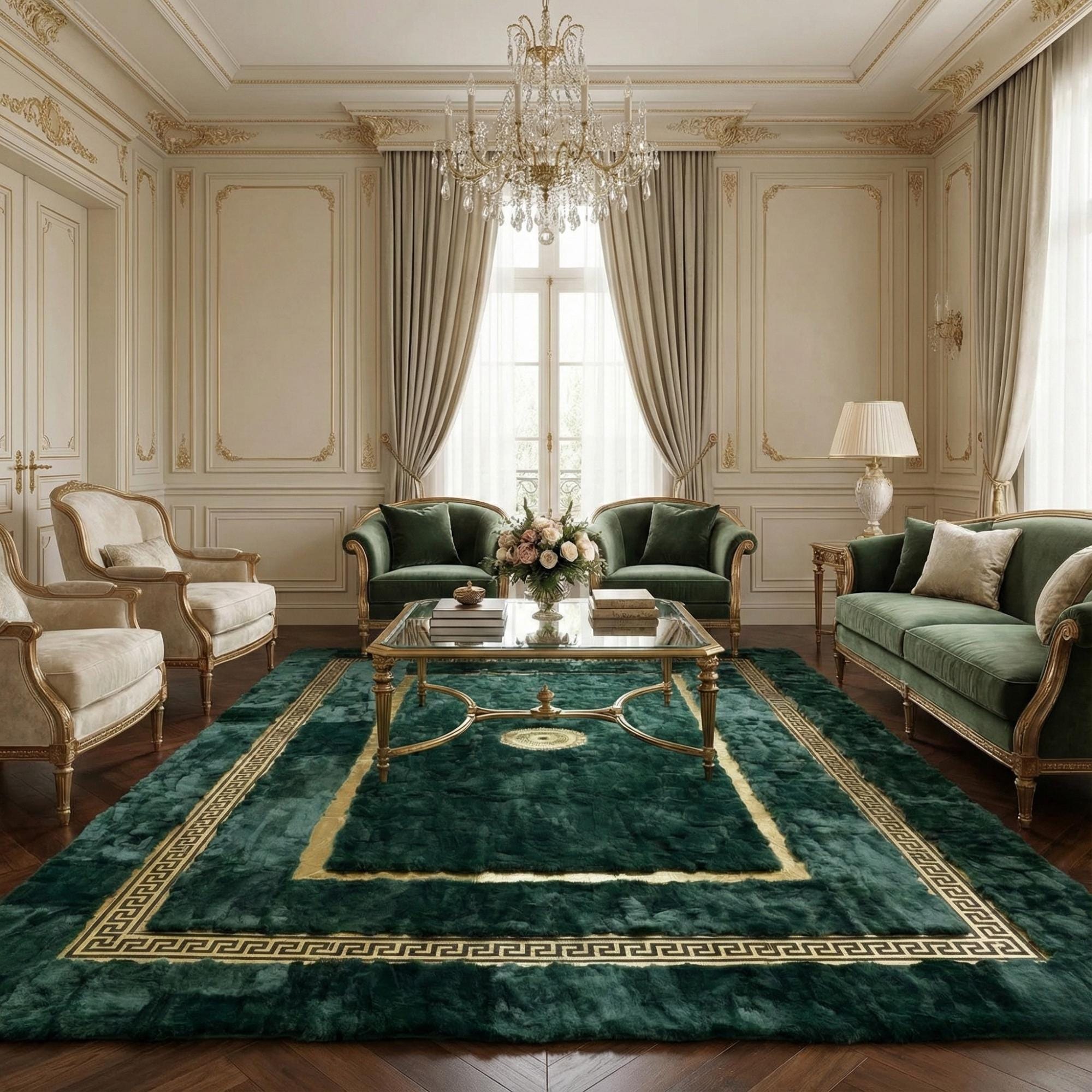 Green Rex Rabbit Fur Rug, Emerald Plush Area Rug,