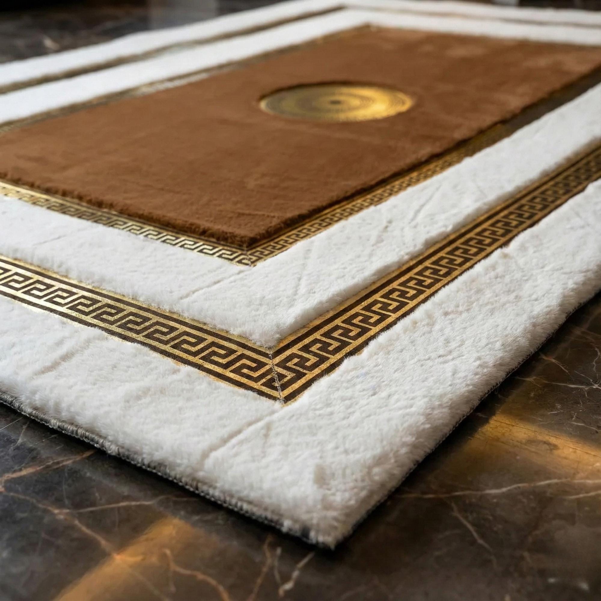 White and Chocolate Brown Plush Rug, Two-Tone Faux Fur