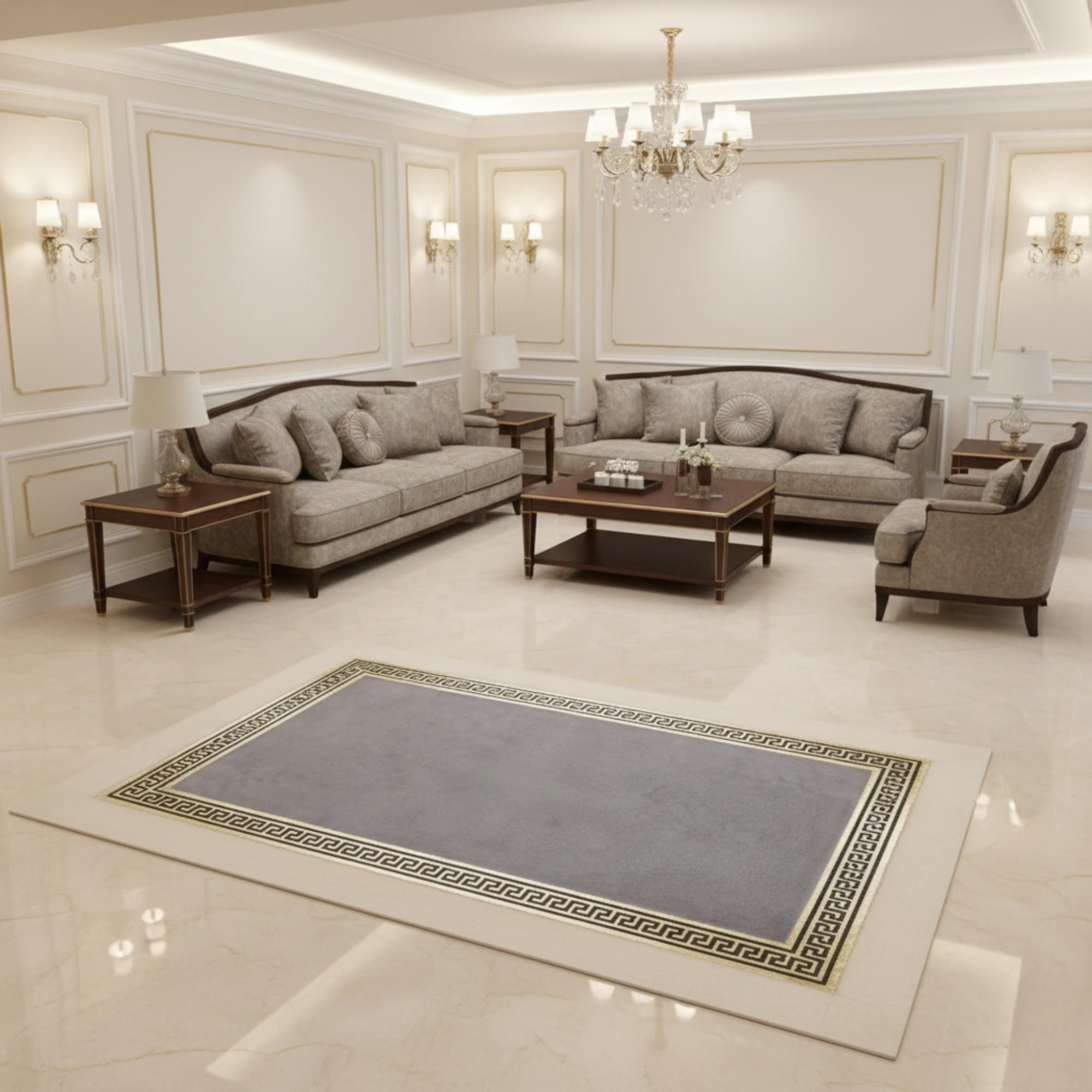 Modern Beige and Gray Plush Rug Area Rug,