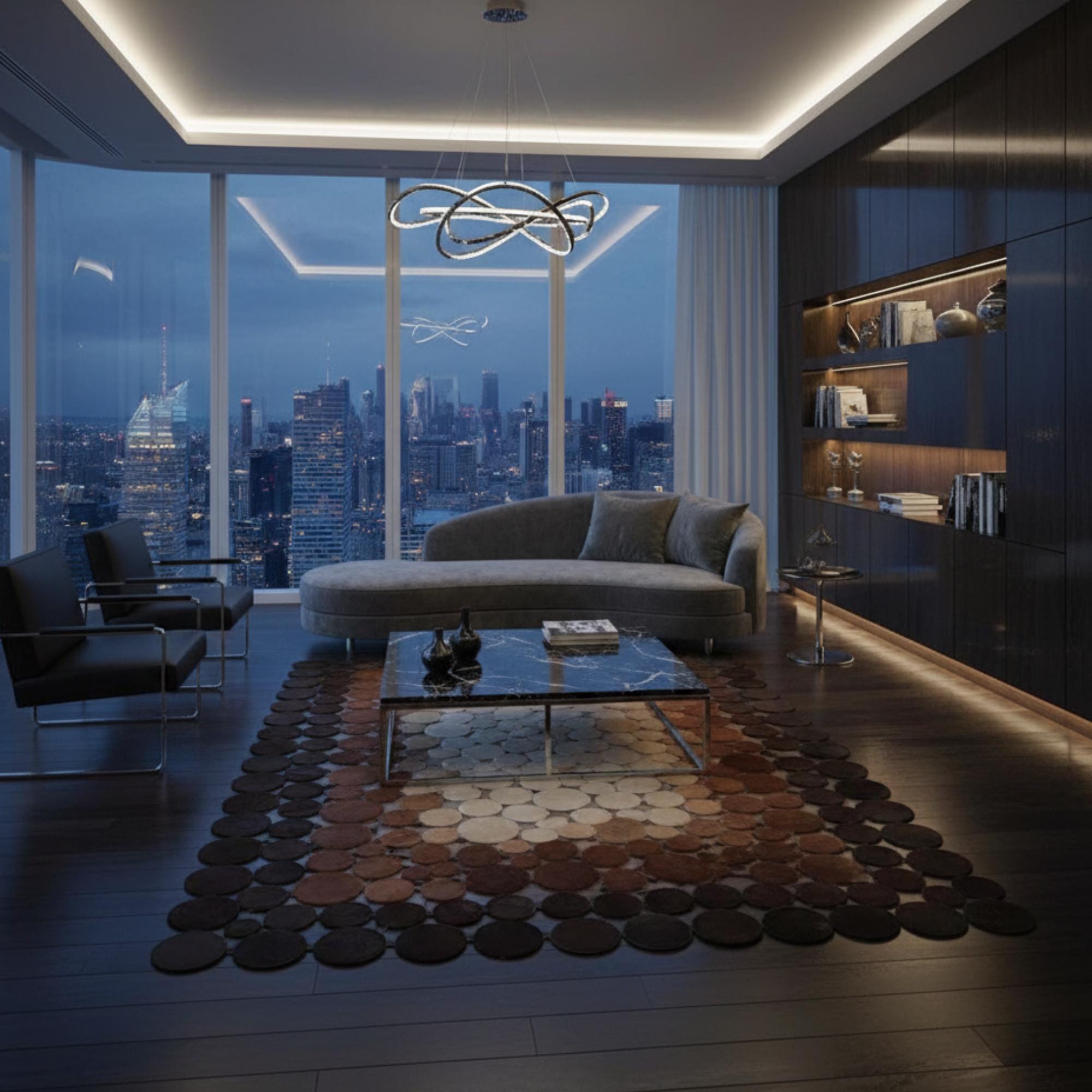 Polkadot Cowhide Rug, Area Rug, Brown and White Circle Patchwork