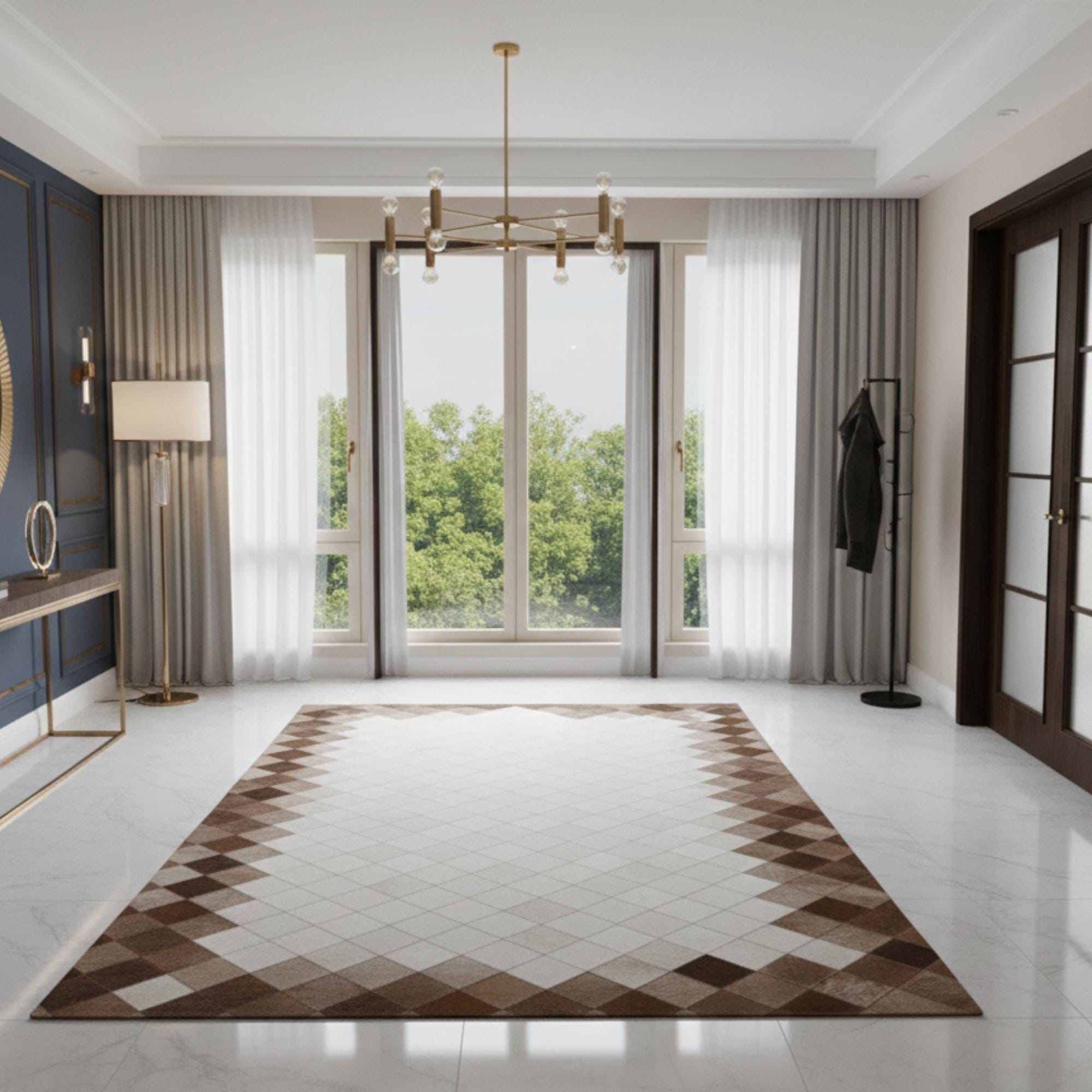 Brown and White Runner Rug, Cowhide Hallway