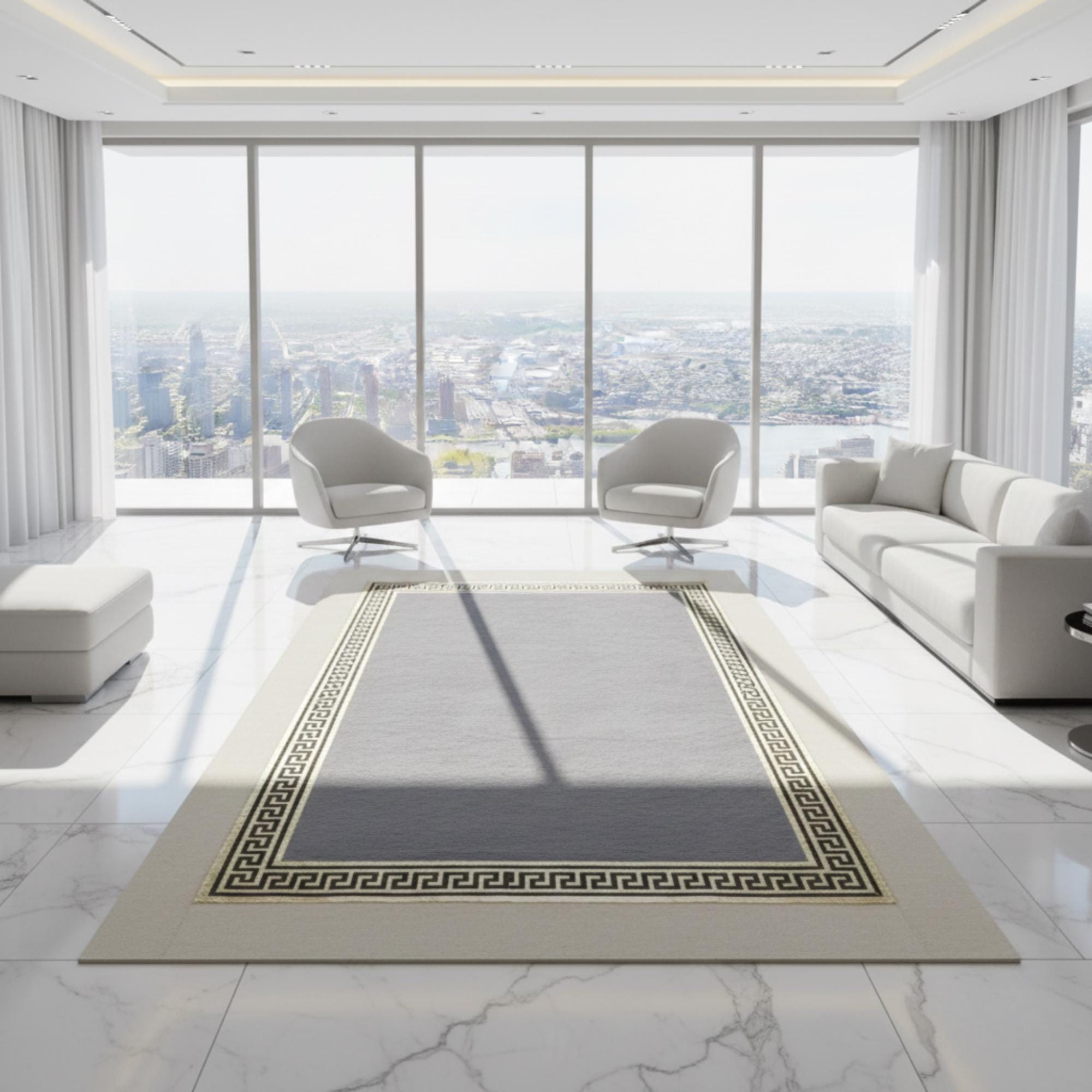 Modern Beige and Gray Plush Rug Area Rug,