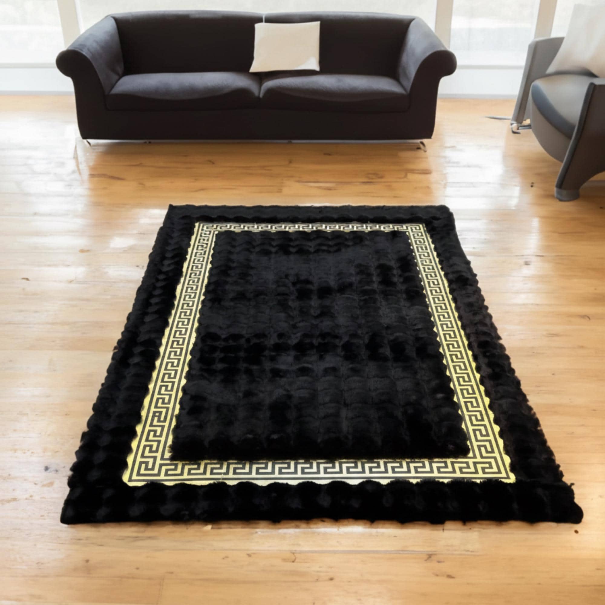 Black Plush Area Rug, Luxury Ultra Black Rug,
