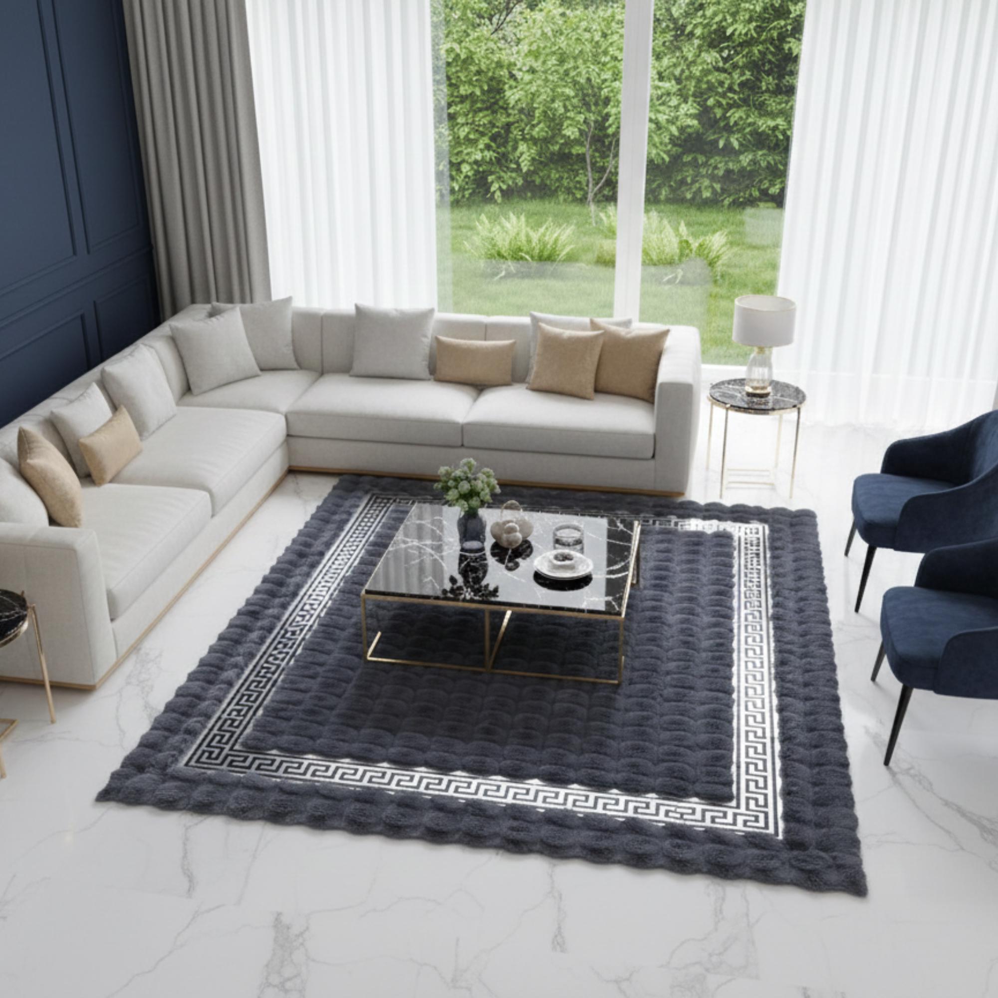 Grey and Silver Plush Rug, Ultra Soft Plush Area Rugs,