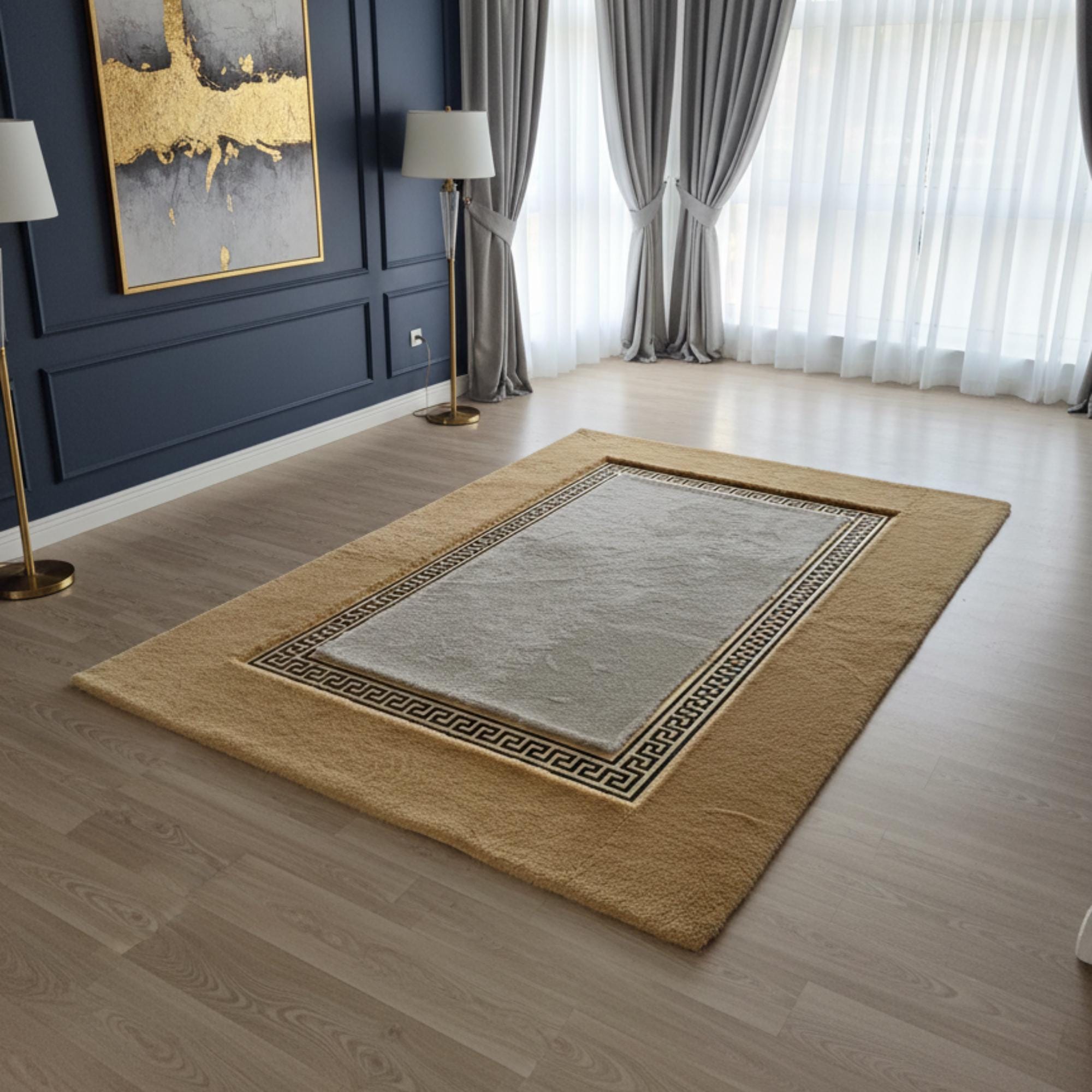 Camel Brown and White Rug, Soft Bedroom Rug, Area Rug,