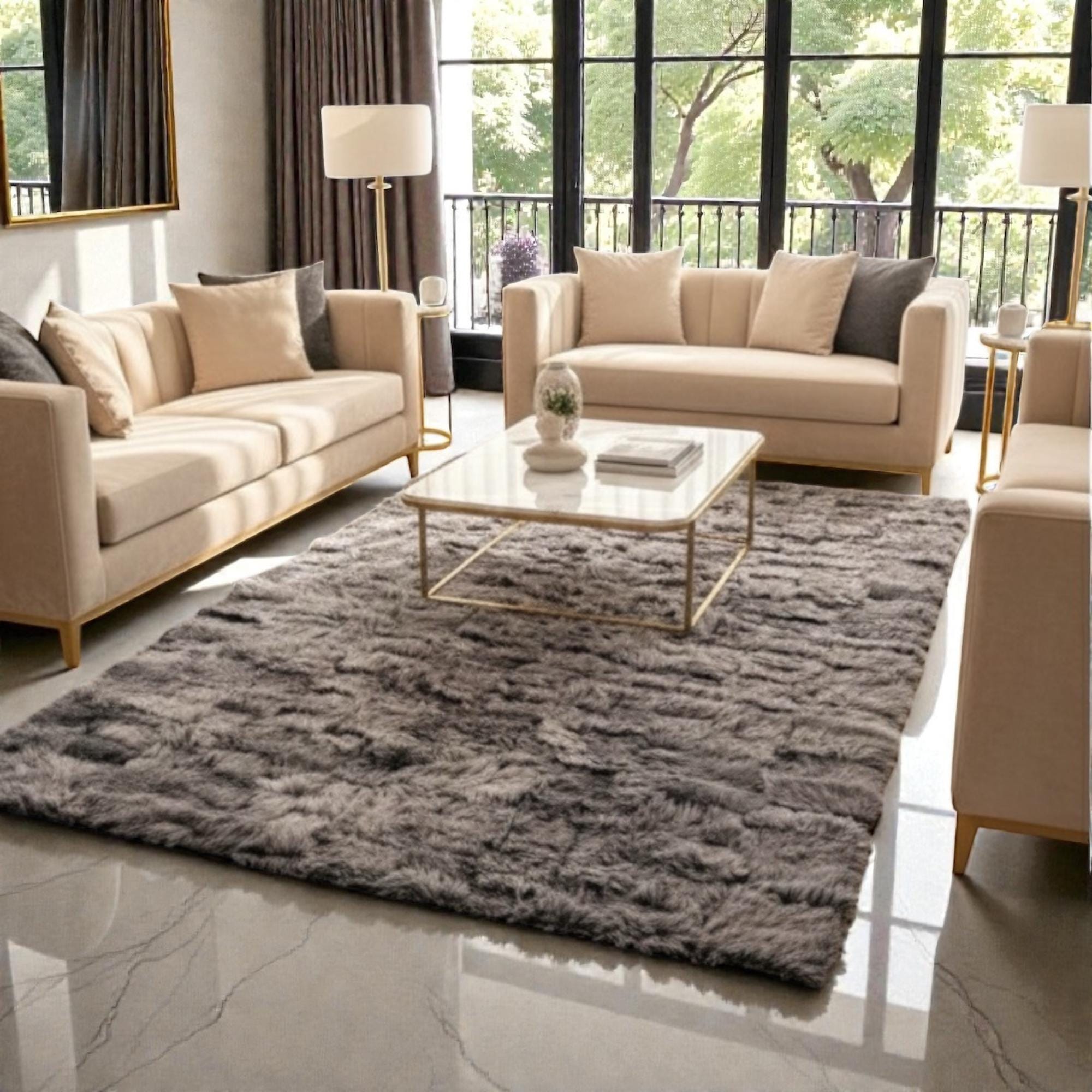 Dark Gray Tuscan Rug, Luxury Living Room Carpet, Modern Home Floor Decor,