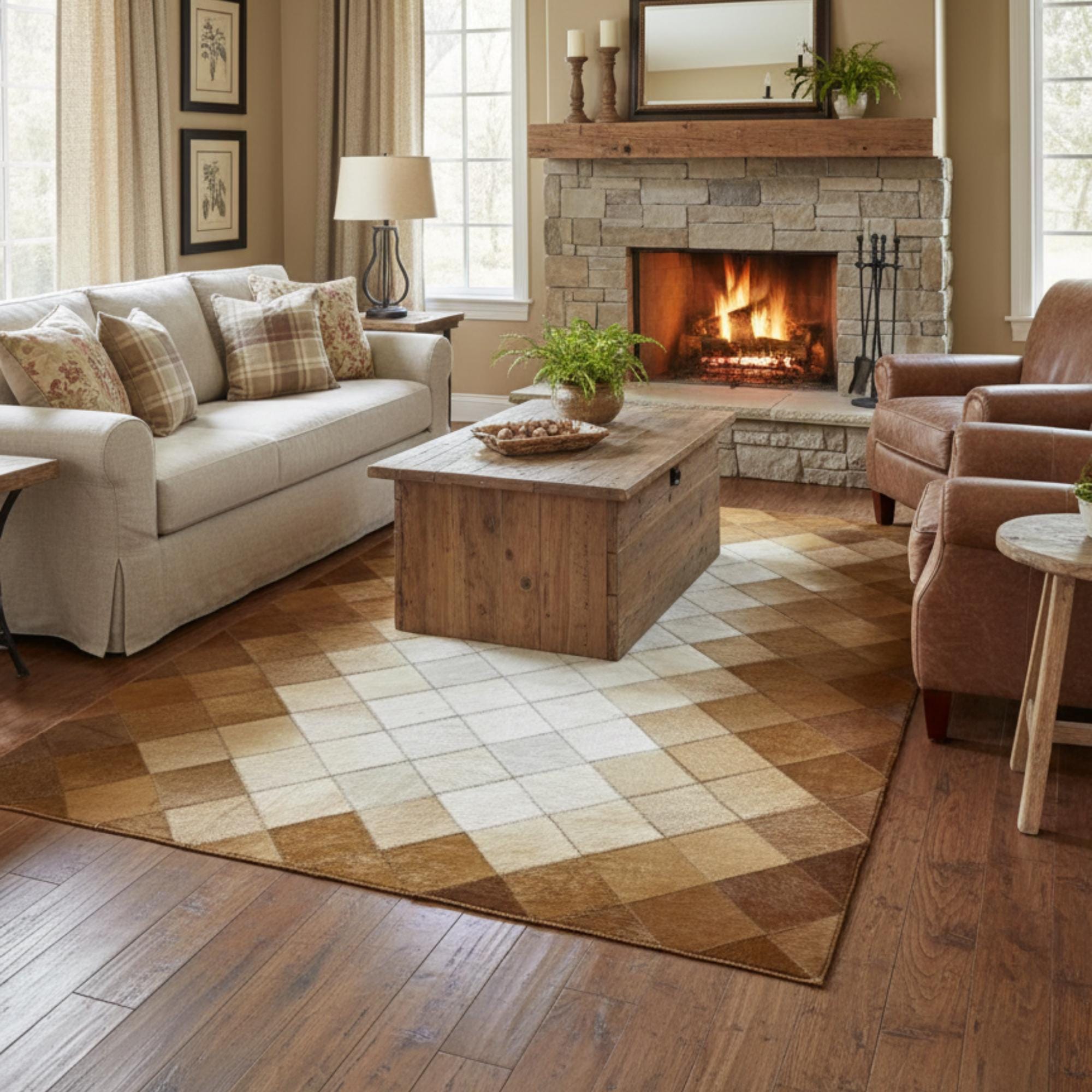 Brown Cowhide Runner Rug, Leather Patchwork Hallway Runner,