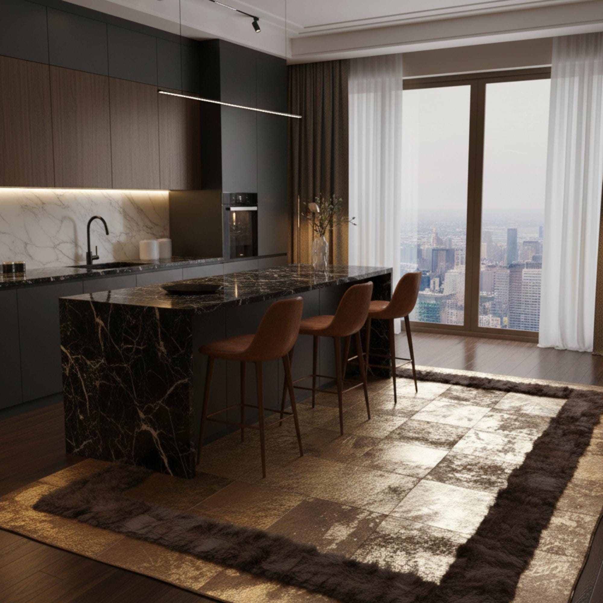Gold Cowhide Rug, Brown Border Leather Area Rug, Brown and Gold Patchwork Carpet