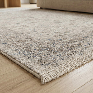 Distressed Traditional Area Rug, Beige Grey Living Room Carpet, Soft Neutral Tones
