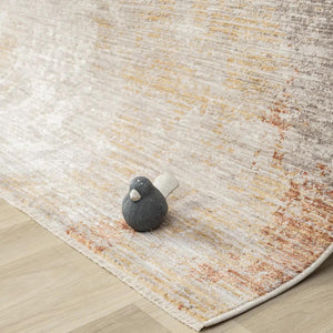 Rust Beige Abstract Distressed Area Rug, Modern Neutral Living Room Carpet
