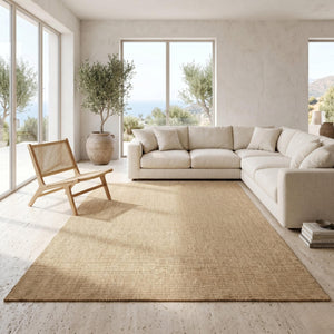 Natural Jute Style Woven Area Rug, Beige Scandinavian Boho Carpet