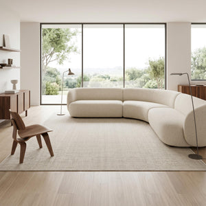 Ivory Woven Area Rug, Textured Neutral Carpet, Scandinavian Modern Floor Rug