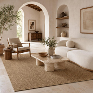 Woven Textured Area Rug, Natural Boho Scandinavian Japandi Carpet