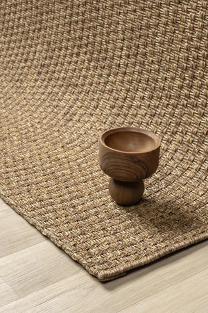 Brown Basket Weave Area Rug, Textured Minimalist Scandinavian Carpet