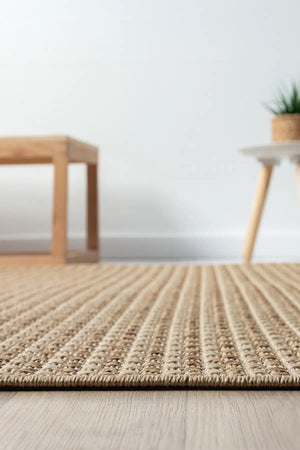 Brown Textured Basket Weave Area Rug, Boho Rustic Scandinavian Floor Carpet