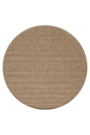 Round Jute-Style Beige Area Rug, Minimalist Woven Living Room Carpet (5.2x5.2FT)