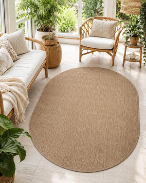 Oval Beige Woven Rug, Natural Jute Style Carpet, Scandinavian Living Room Floor Rug